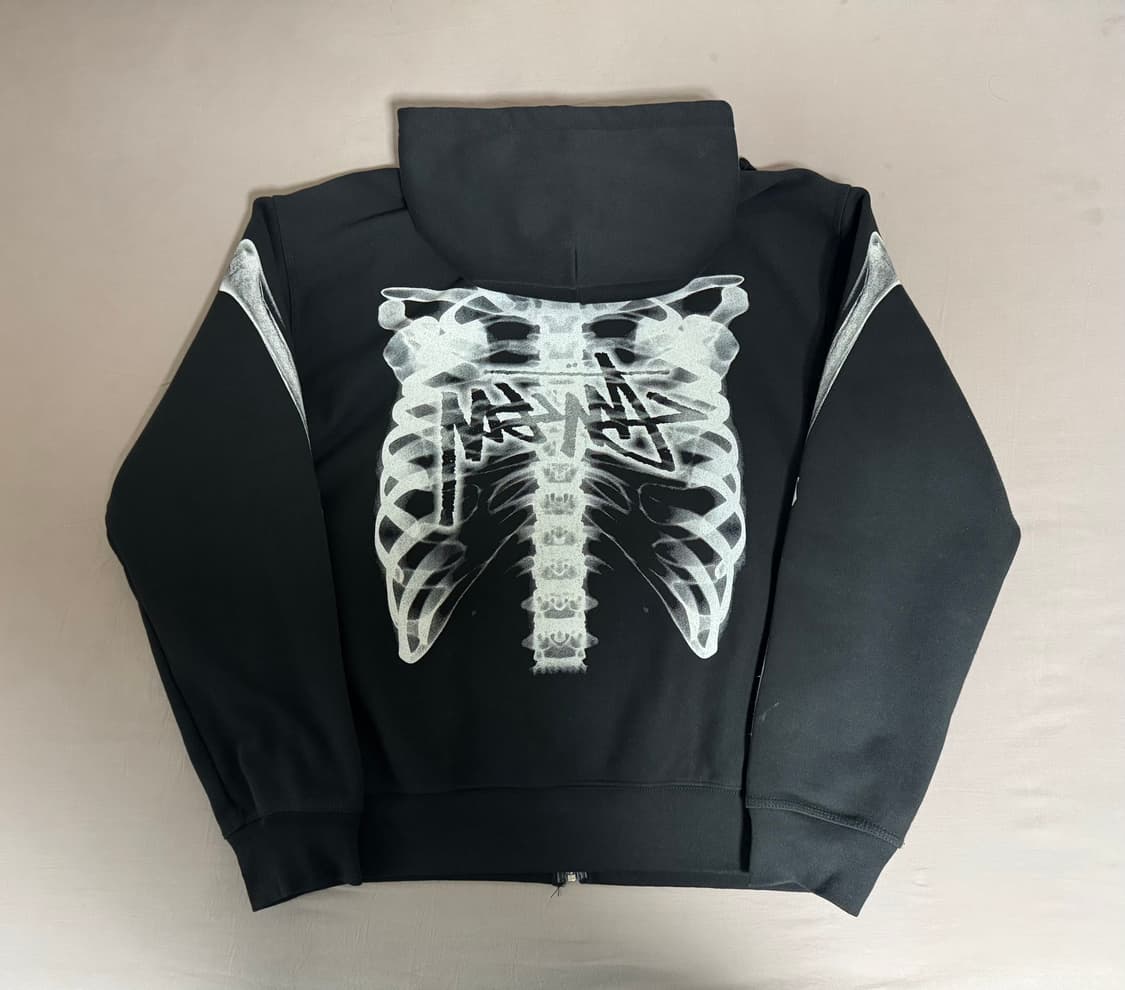 (새상품) 스투시 립 케이지 후드집업 블랙 화이트 상품이미지3