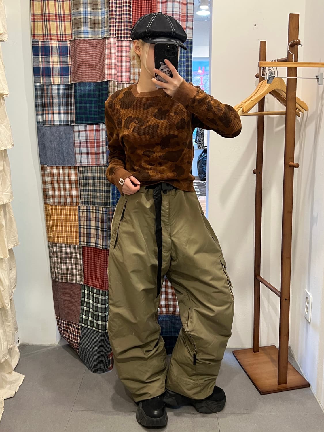 베이프 브라운 카모 와플 롱 슬리브 상품이미지3