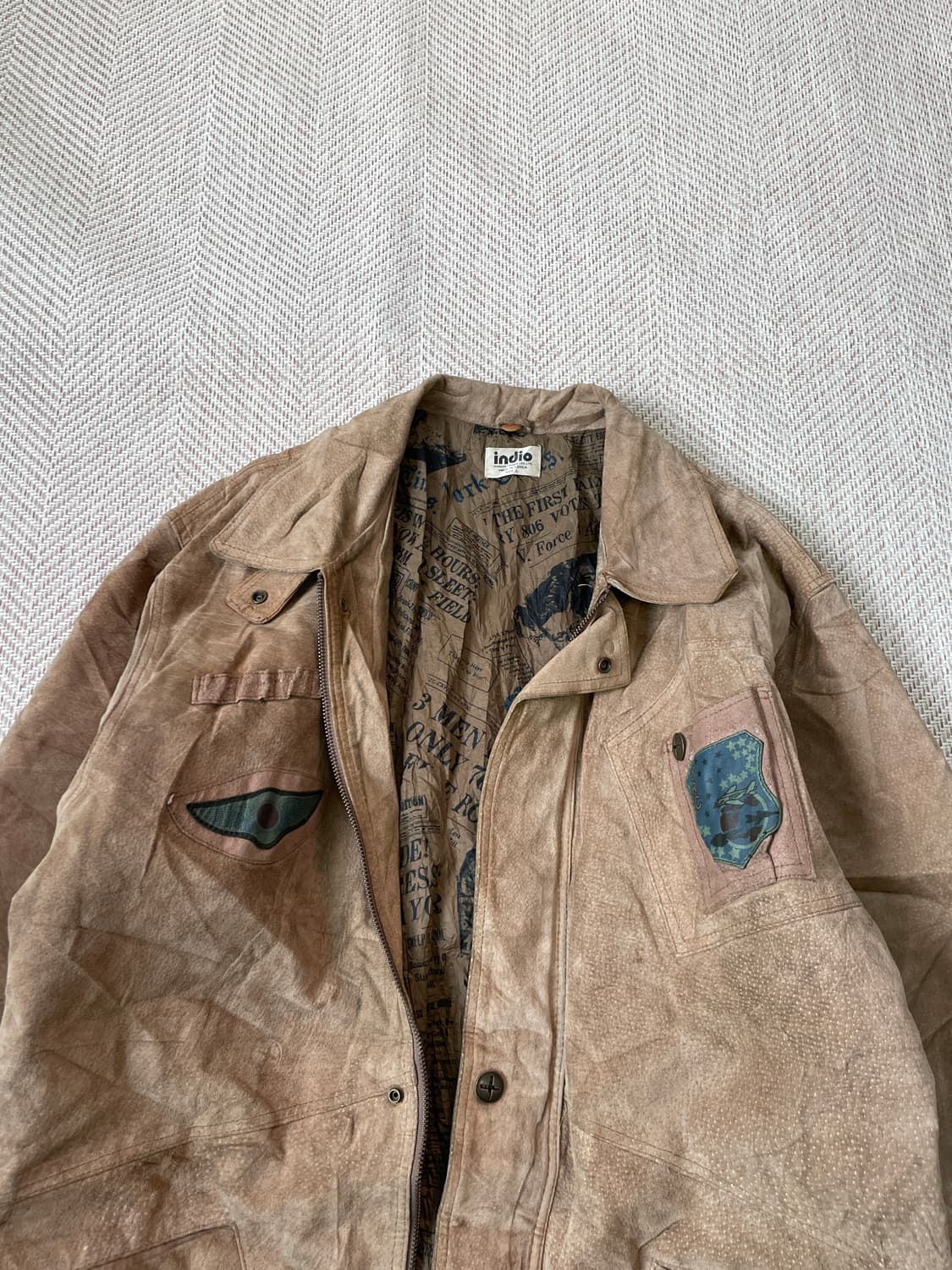 Inddio 빈티지 스웨이드 레더 헌팅 자켓 J03245 상품이미지2