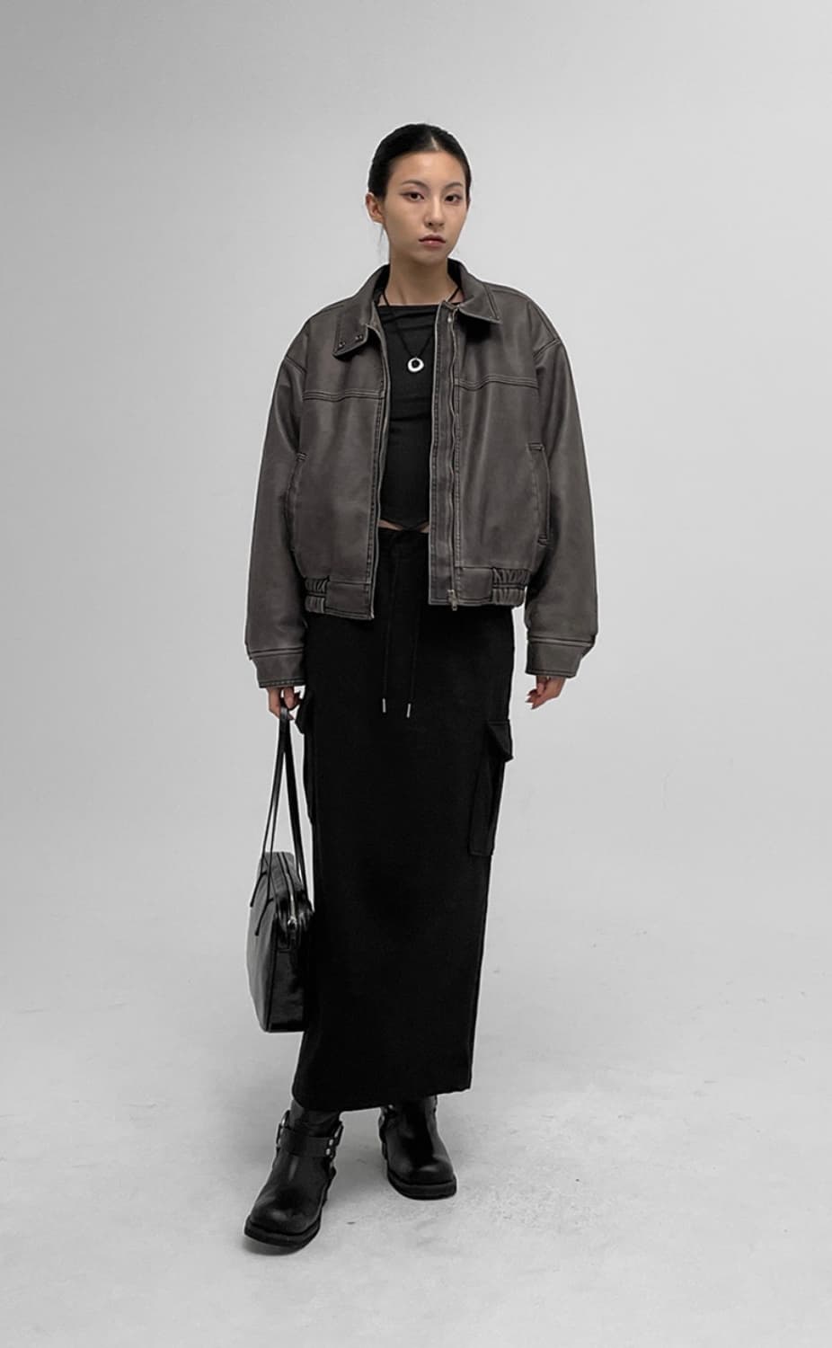 블랙업 레더 점퍼 상품이미지6