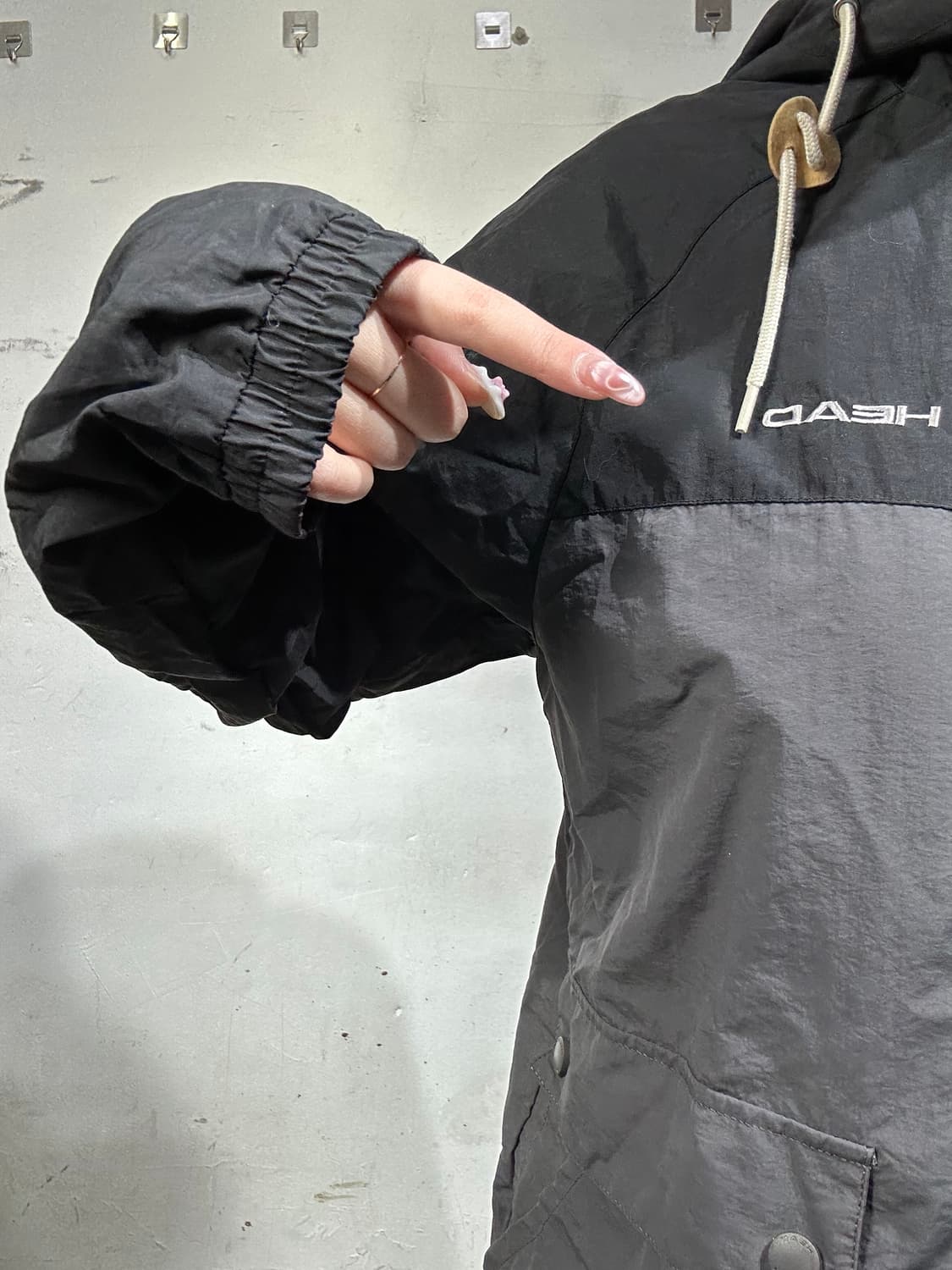 헤드 차콜 블랙 올드스쿨 후드 바람막이 트랙 자켓 M 상품이미지4