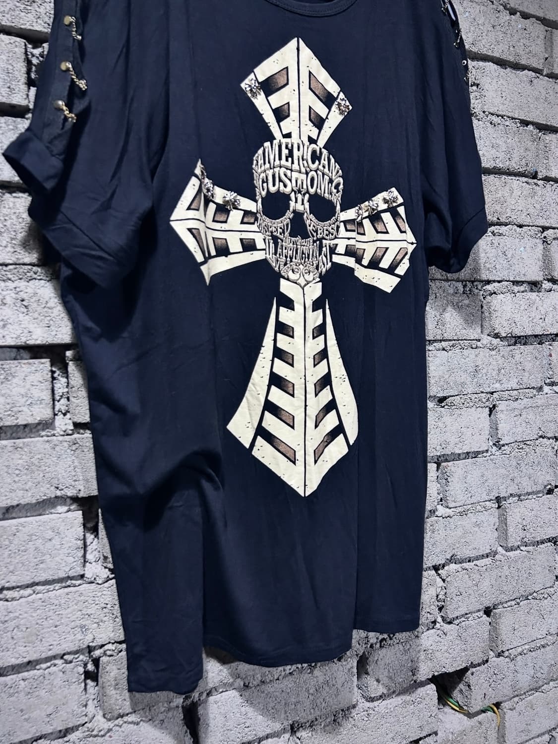 Skull Cross Chain-Shoulder Cut Out Tee 상품이미지6