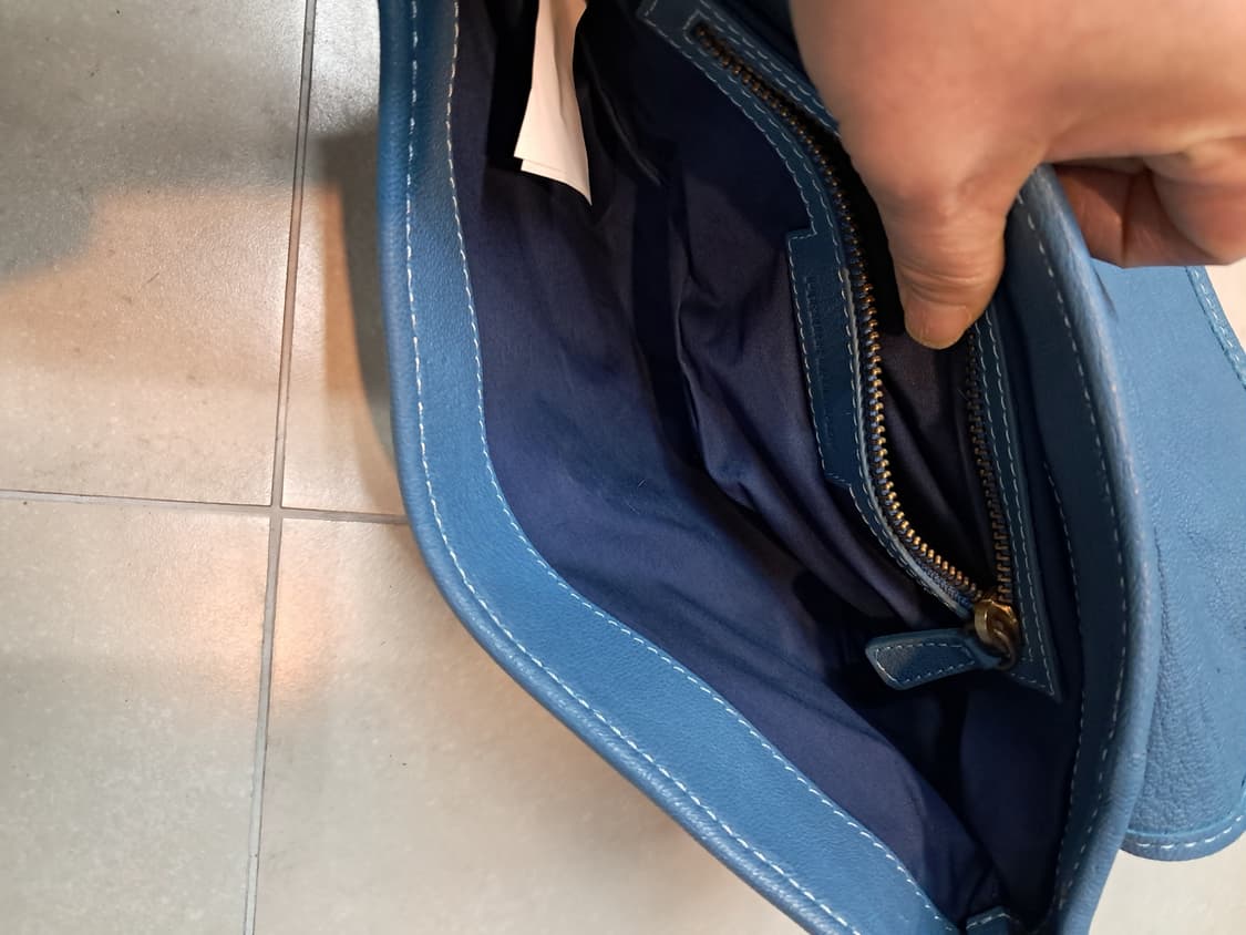 발망 가죽 체인 숄더백 블루 상품이미지7