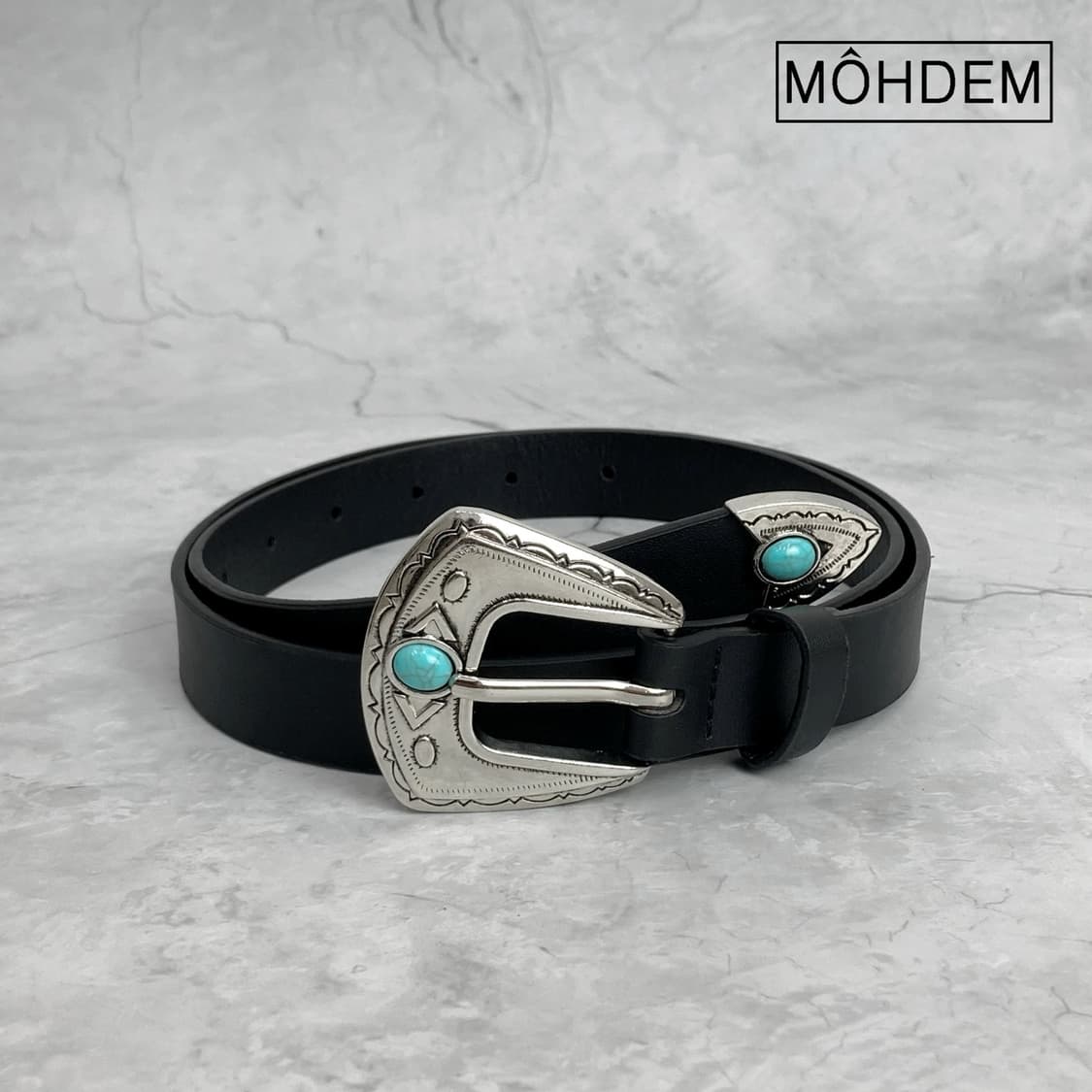 [Unisex] 원석 버클 웨스턴 가죽 벨트 상품이미지10