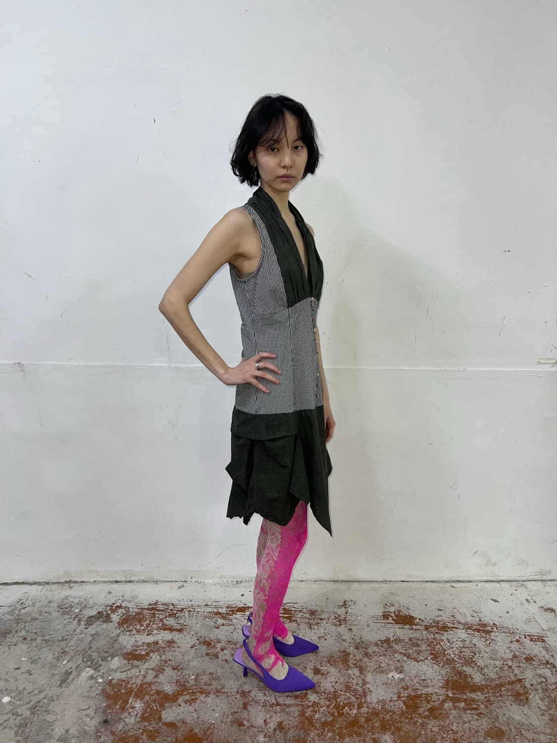 Vintage St-Martins 믹스드 패브릭 자수 드레스 (Copin 상품이미지4