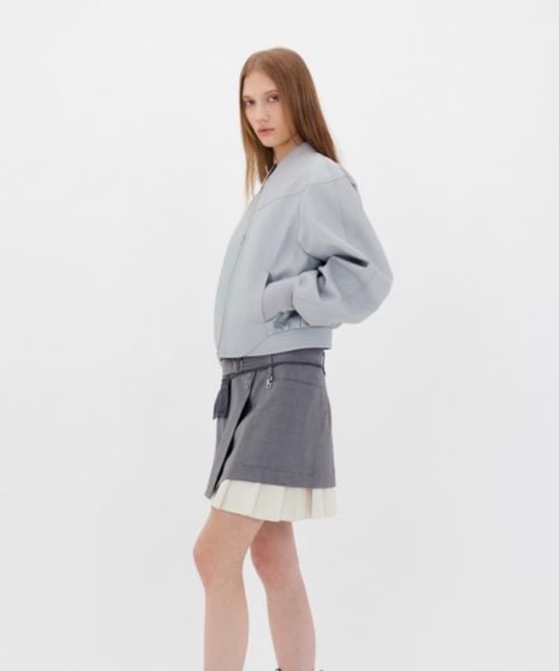 Raglan leather jacket/ silver 상품이미지3