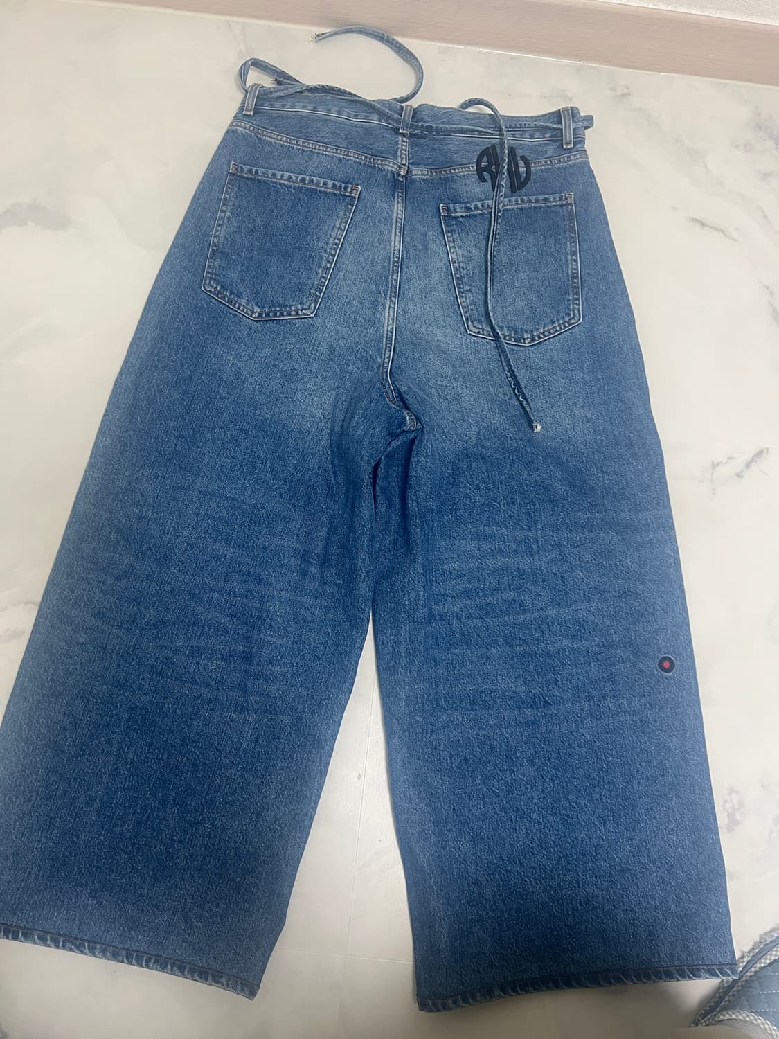 [황금기장/수선완료] 자라 x 루이지 콜라보 배기 진 미디움 블루 (L- 상품이미지3