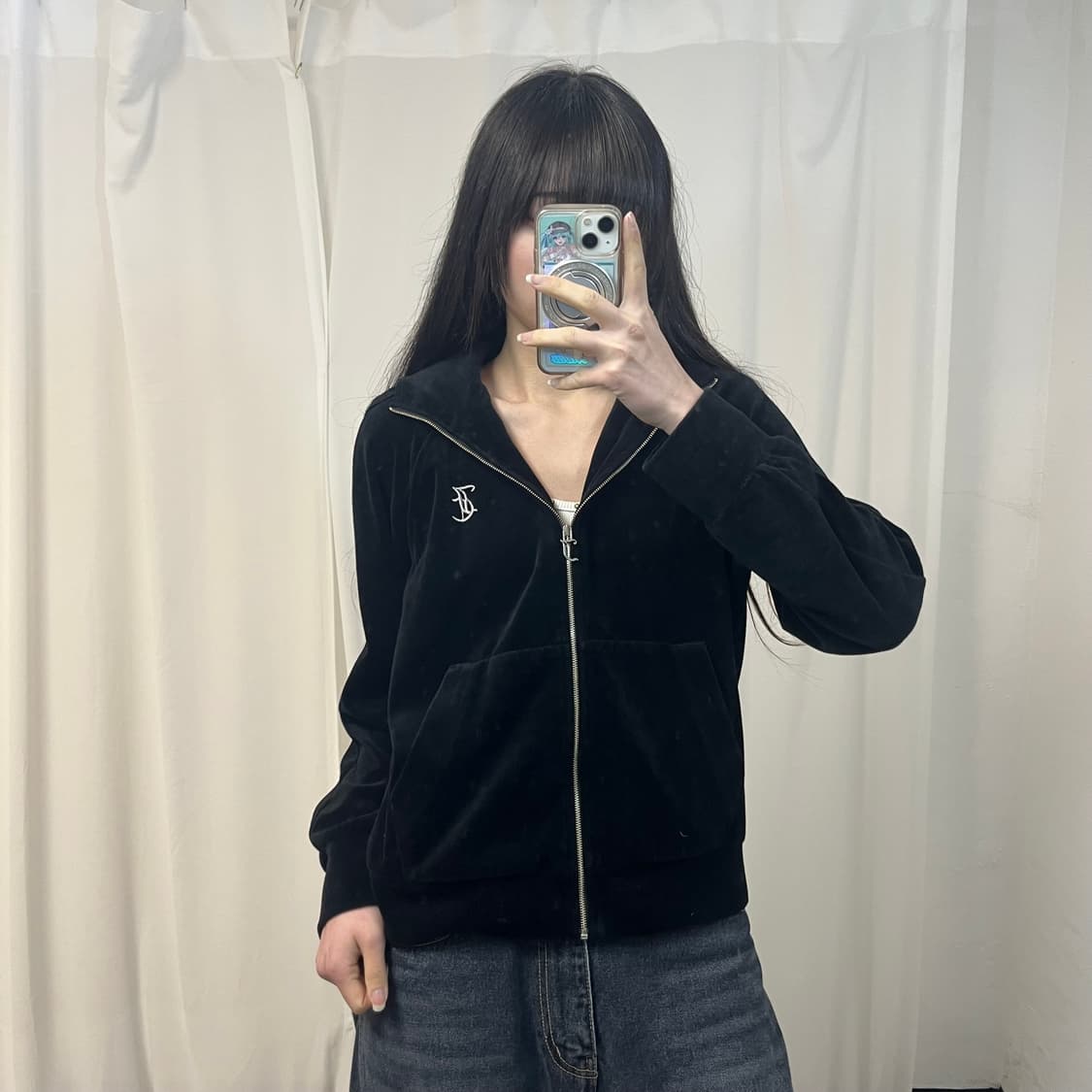 Juicy Couture velvet zip-up hoodie  상품이미지1