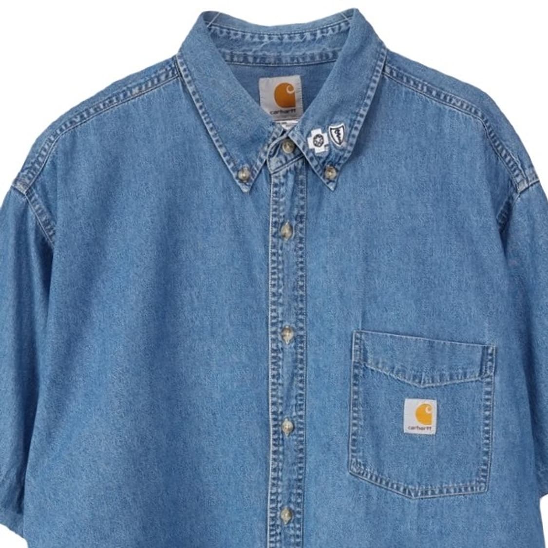 [칼하트] 로고 패치 데님 반팔 셔츠 M20136 상품이미지4