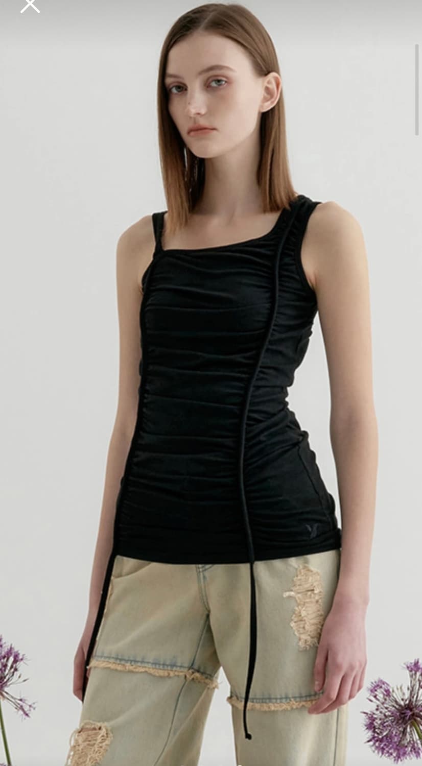 YUSE 셔링 언발란스 슬리브리스 상품이미지4