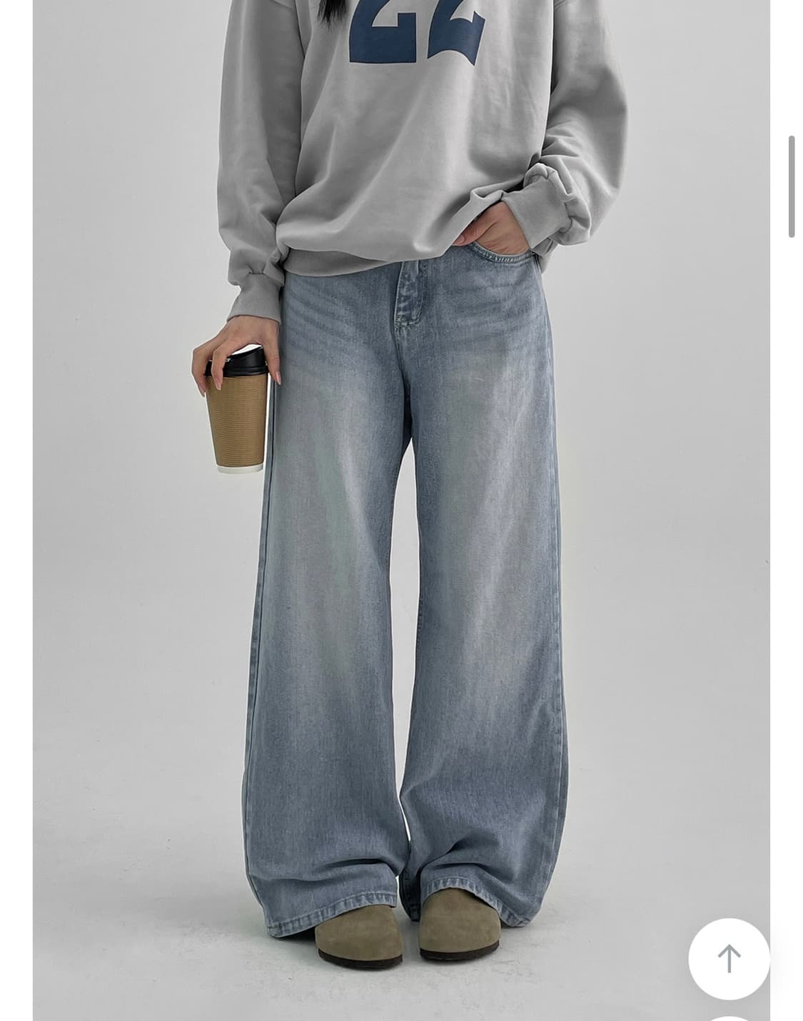 워싱 와이드 데님팬츠 청바지 S 상품이미지4