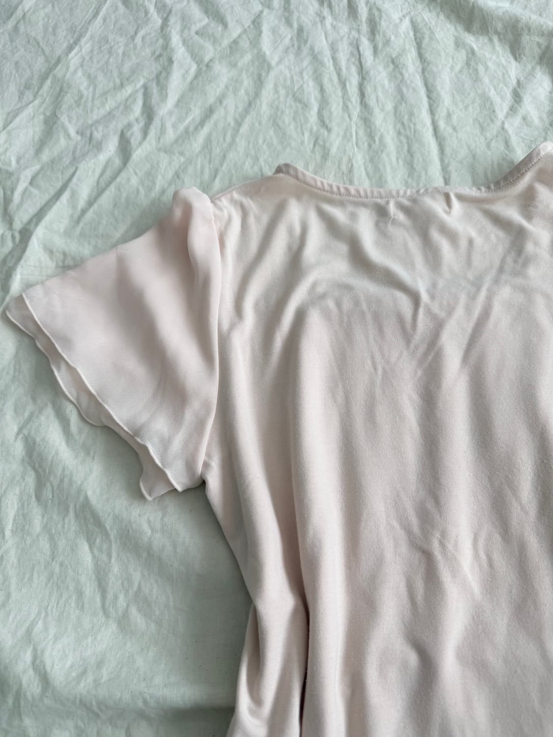 러블리페어리 쉬폰 베이비핑크 반팔 블라우스 상품이미지6