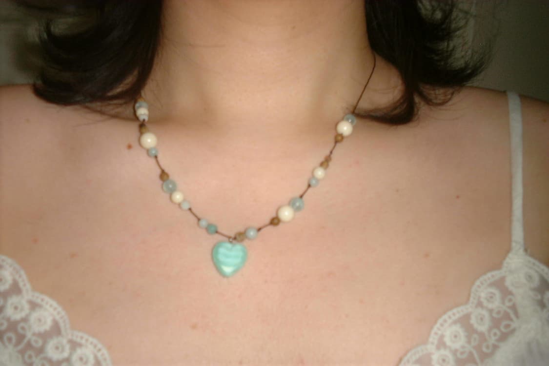 Mint heart 2 necklace 민트 하트투 비즈 목걸이 상품이미지1