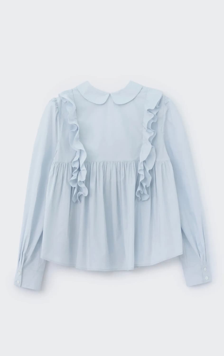 Cosmoss 러플 셔링 셔츠 라이트블루 상품이미지3