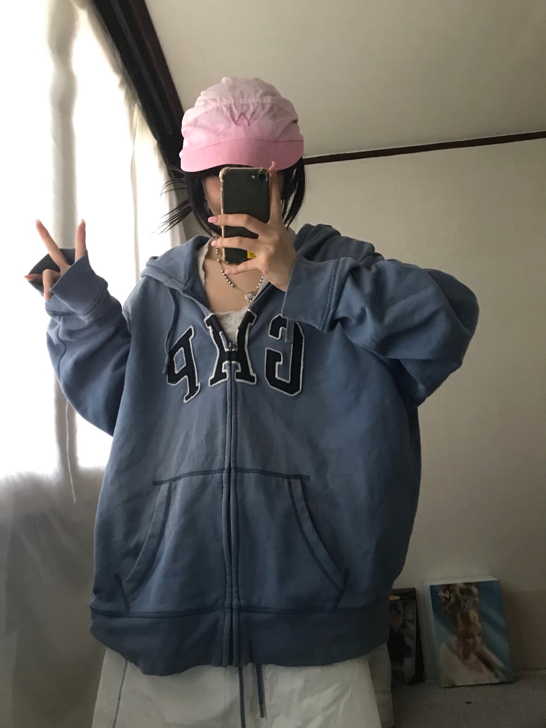 갭 뮤트블루 후드집업 상품이미지1