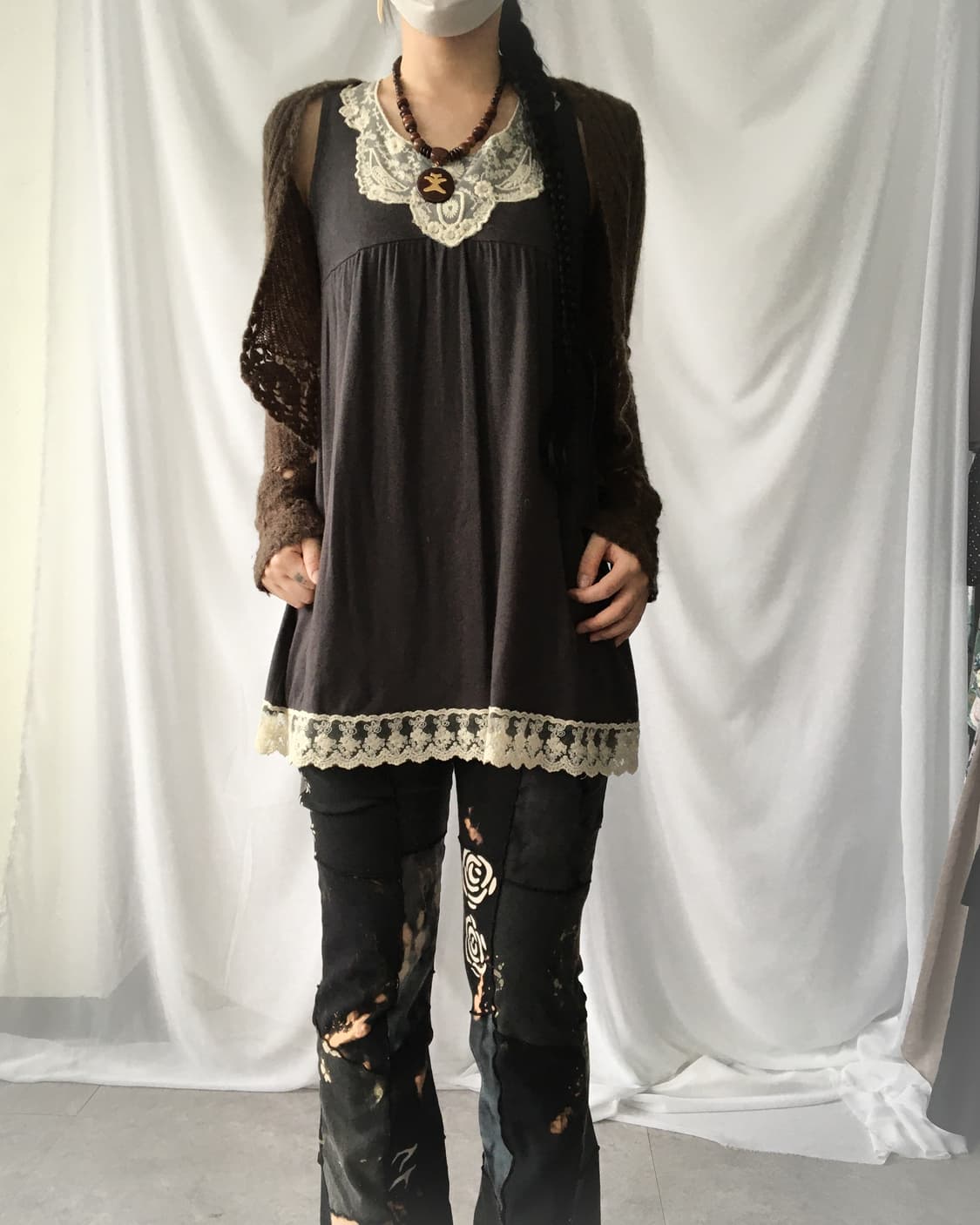 Punching point woolen knit open cardigan 상품이미지5