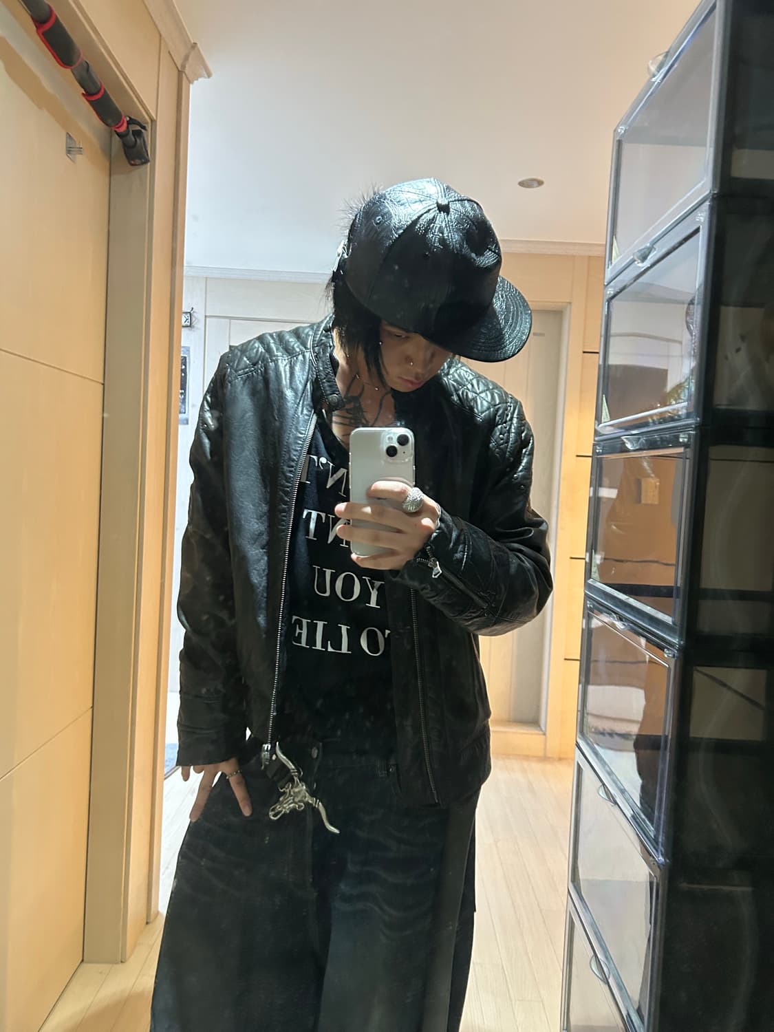 Stud Sheep Skin Biker Leather Jacket 상품이미지7