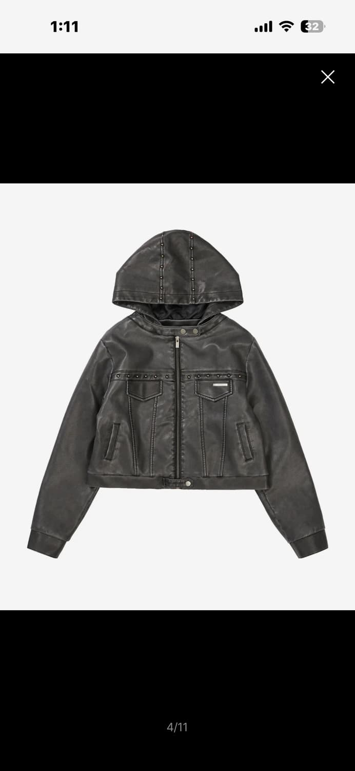 애즈유아 레더 후디 자켓 상품이미지1