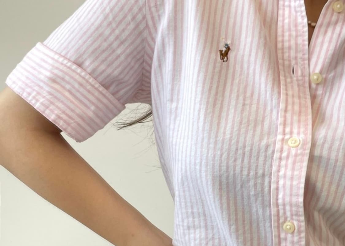 폴로 랄프로렌 핑크 스트라이프 반팔 셔츠 상품이미지8