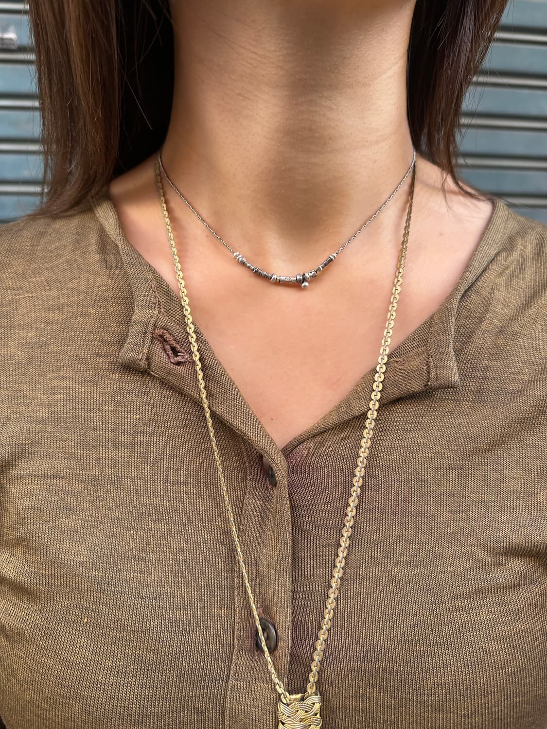 Musta karensilver mix necklace 상품이미지6