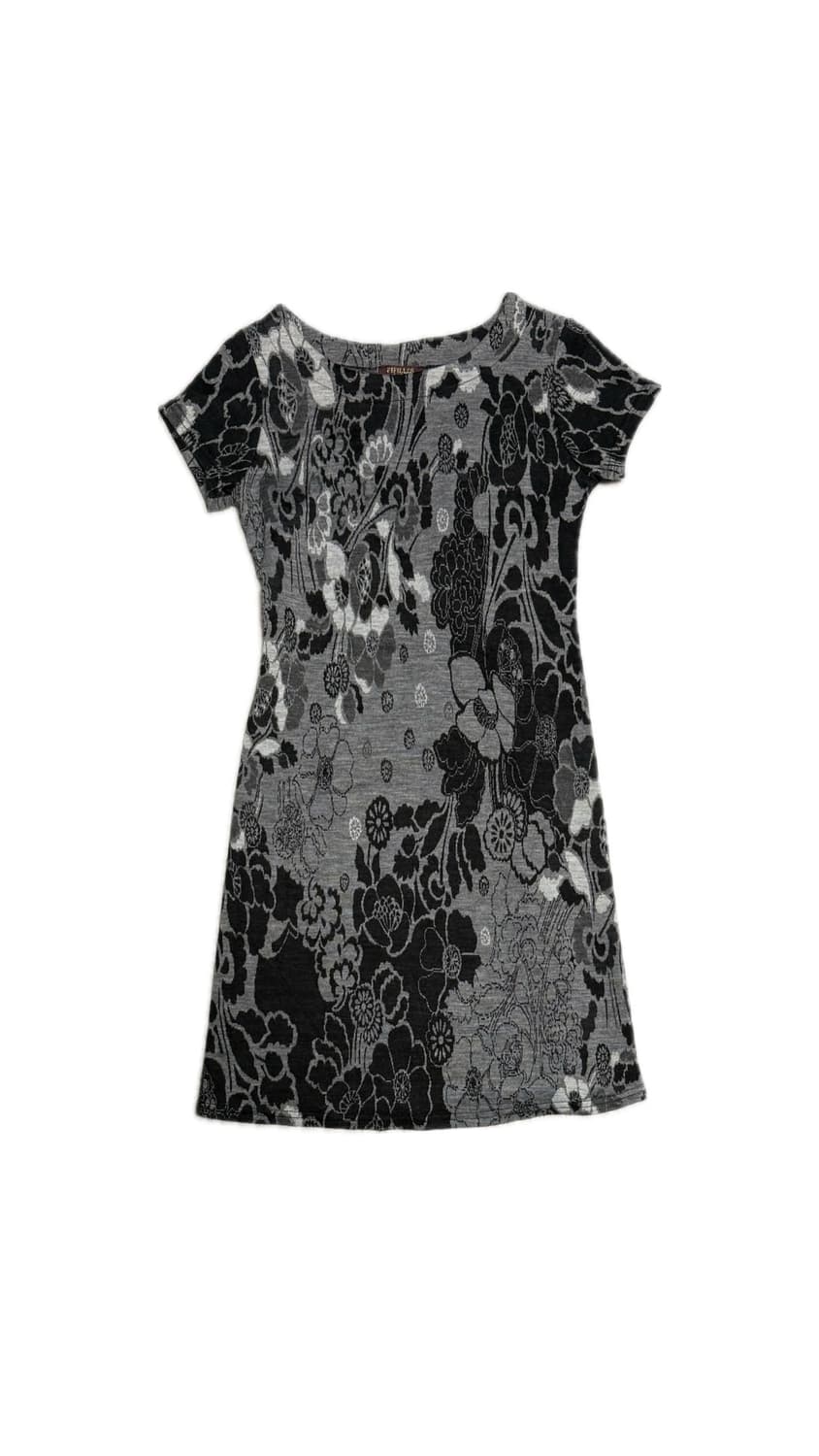 오리엔탈 플라워 패턴 미디 원피스 상품이미지1