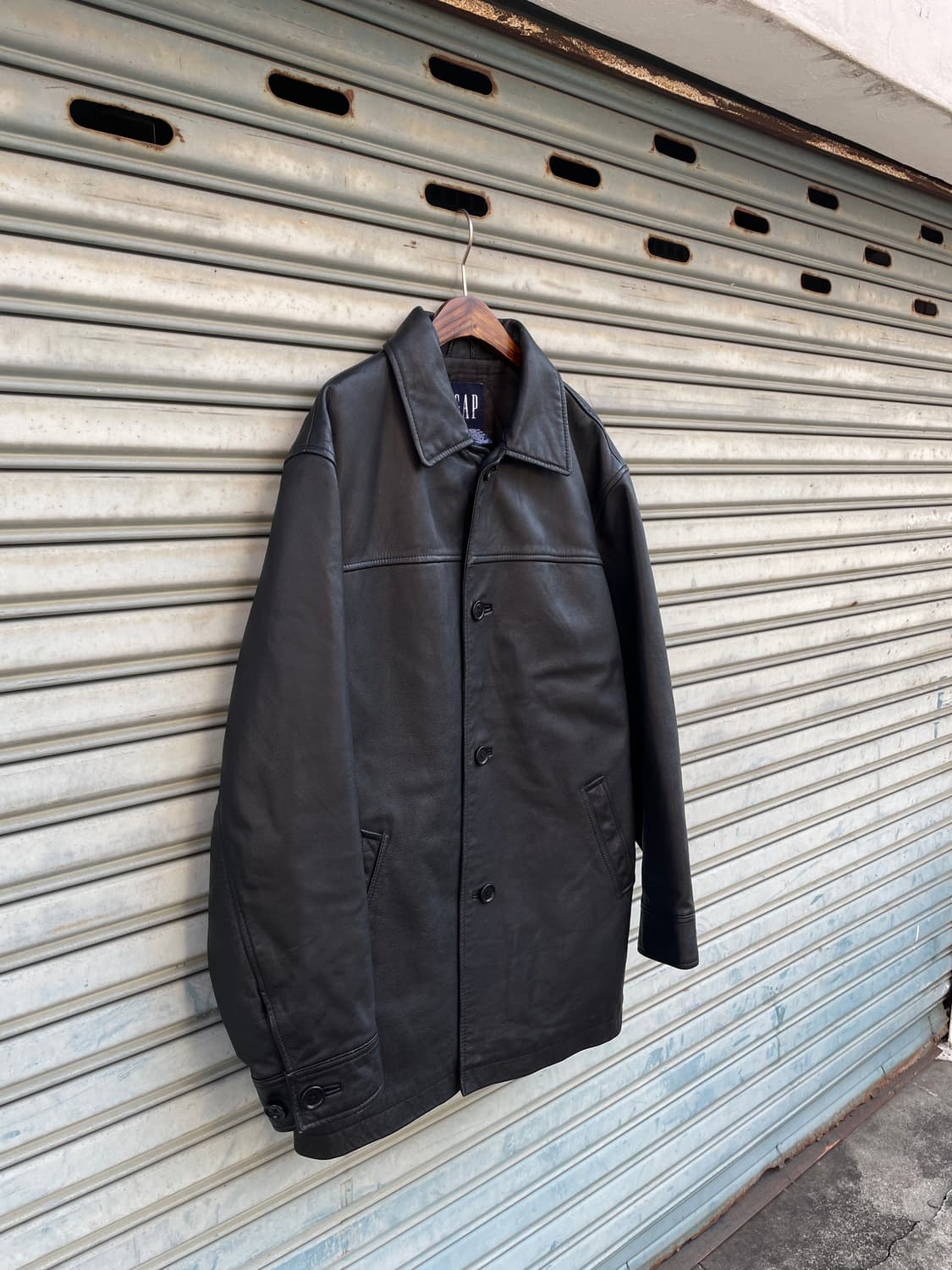 90-00s Old GAP Leather Black Car Coat 상품이미지6