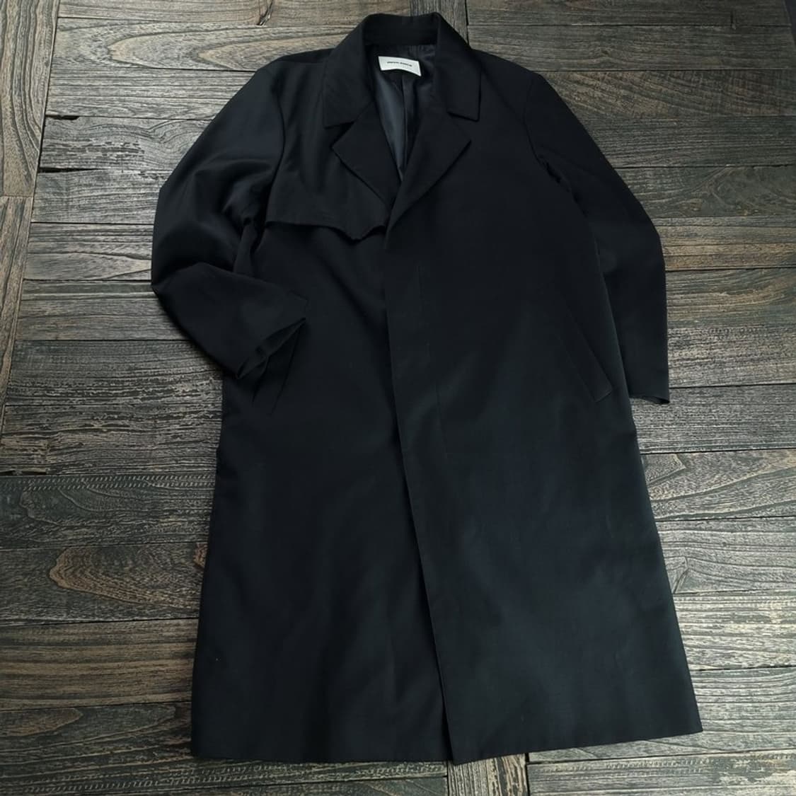 [인사일런스] 미니멀 오버핏 롱 트렌치 코트 블랙 M18606 상품이미지1