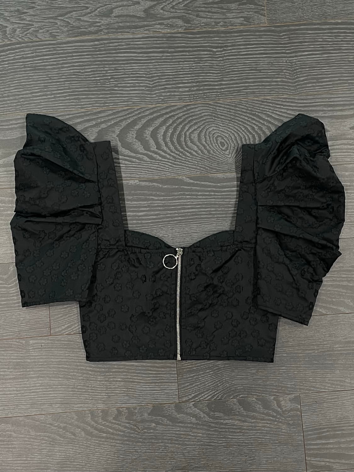 블랙 왕리본 크롭 탑 오네갸루 키치 상품이미지2