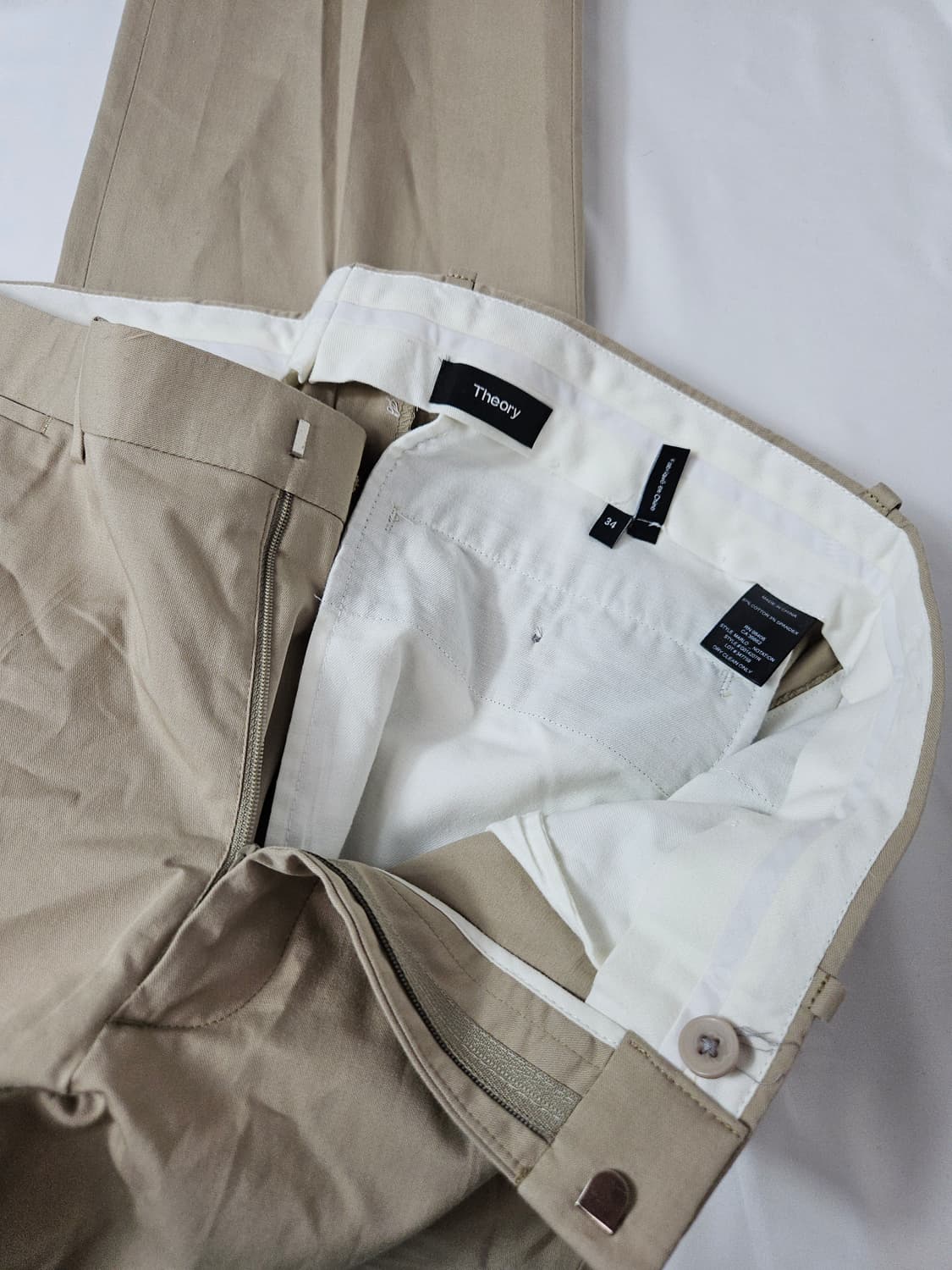 따어리 옴므 Theory 신형 베이지 슬랙스 팬츠 바지 코튼 34 정품 상품이미지5