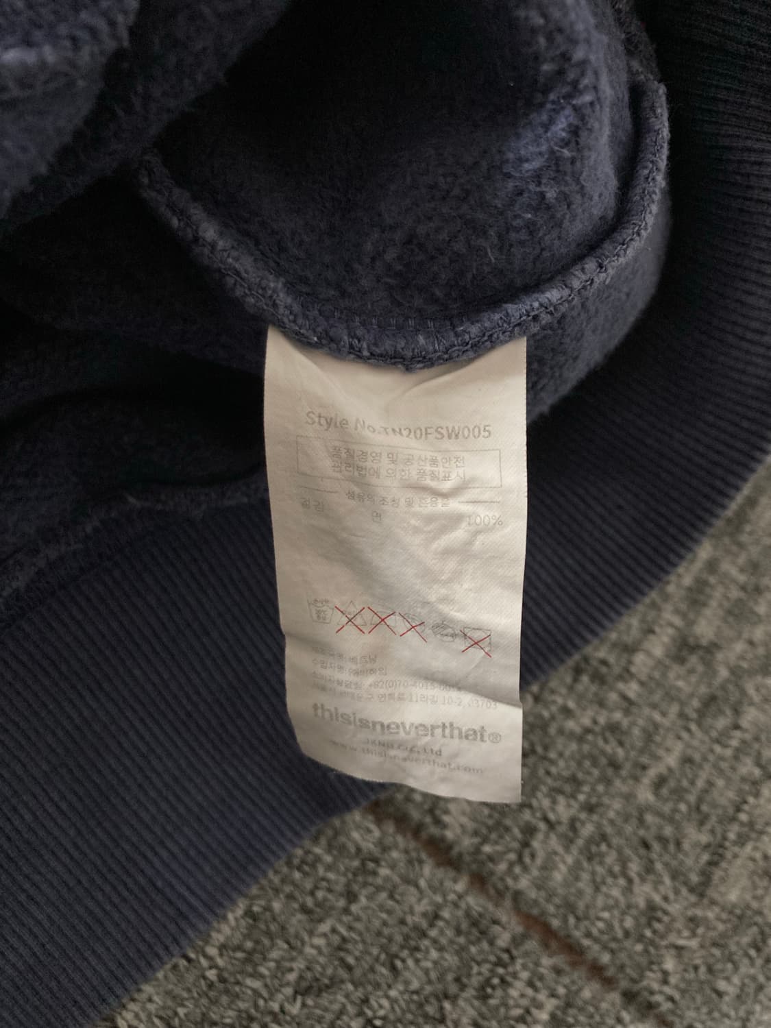 디스이즈네버댓 네이비 맨투맨 L 상품이미지7