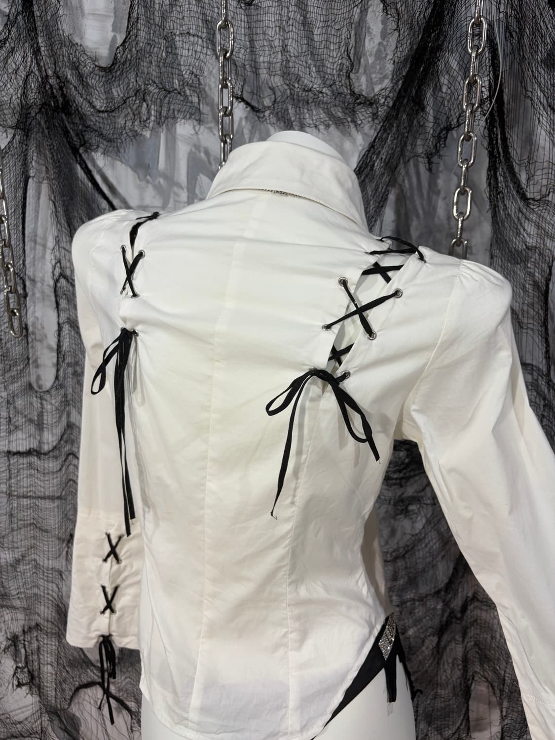 Gothic goth eyelet corset Detail shirt 상품이미지7