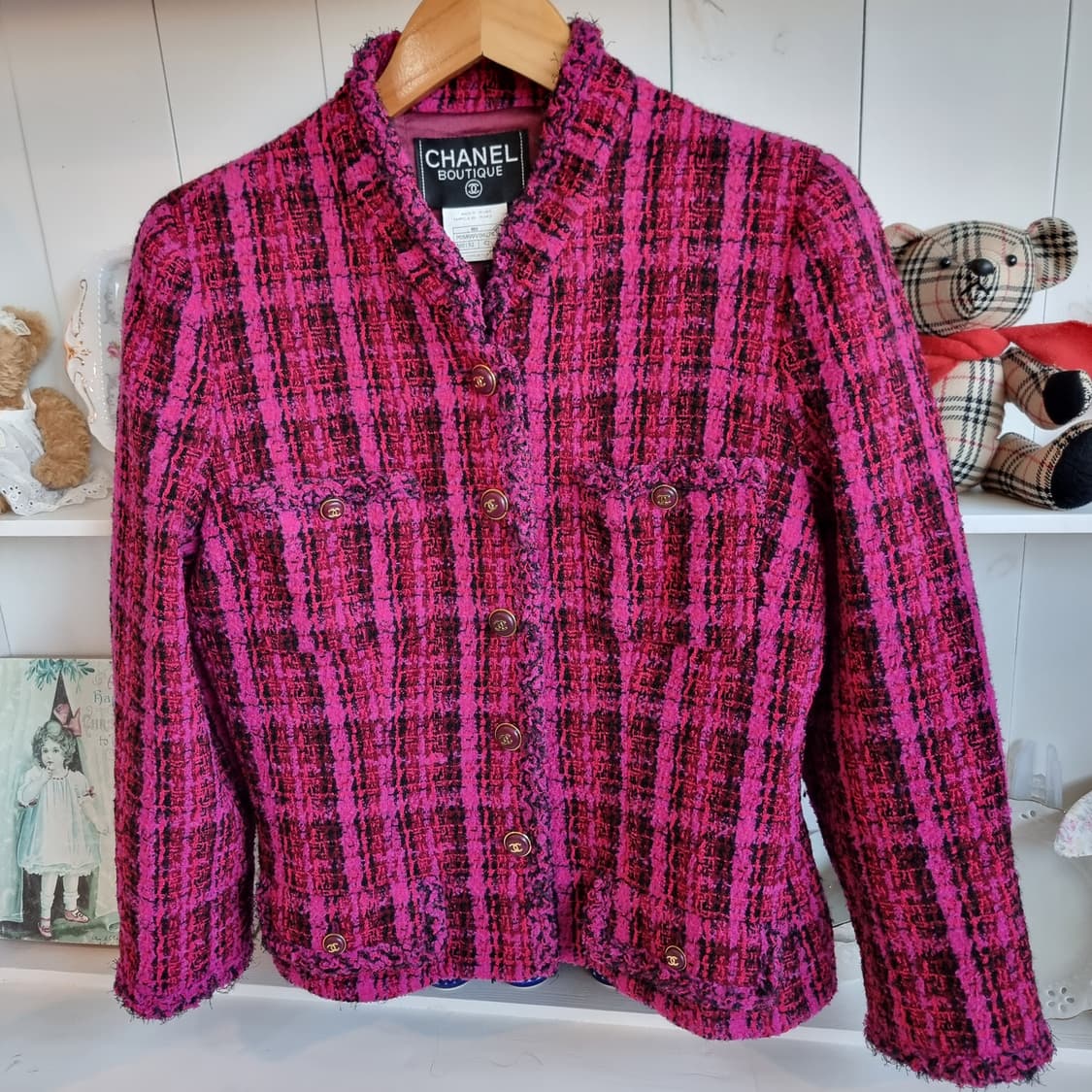 CHANEL샤넬트위드자켓 핫핑크 체크 상품이미지5