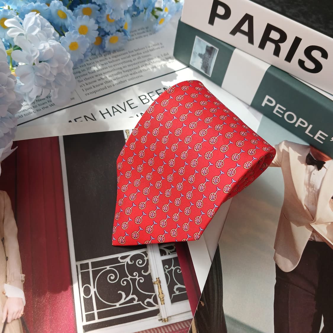 살바토레 페라가모 실크 레드 넥타이 8cm S~A+등급 E954 상품이미지3