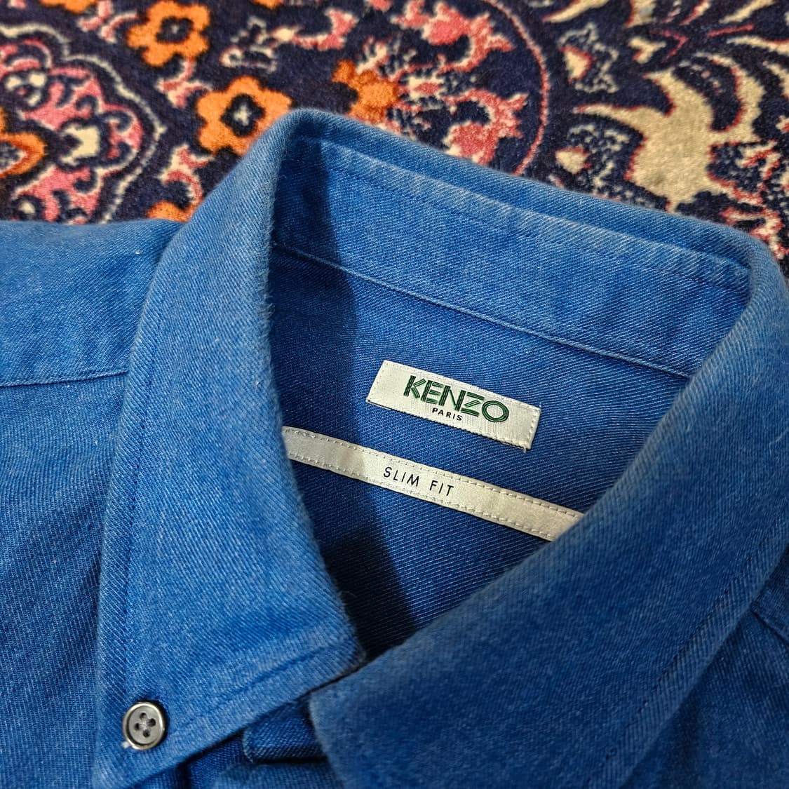 겐조(KENZO) 버진울 코튼 혼방 시그니쳐 로고 버튼다운 셔츠 상품이미지4