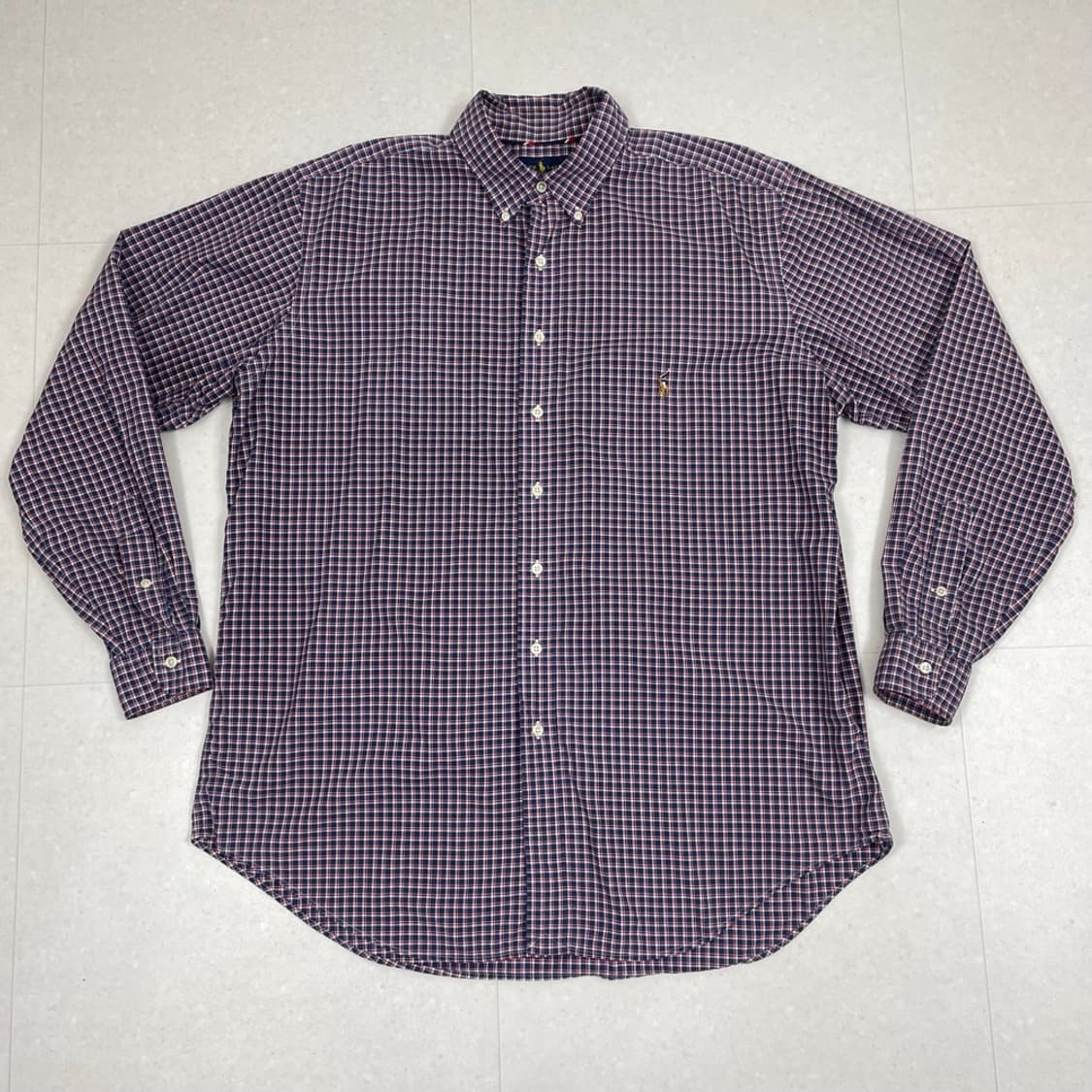 폴로 랄프로렌 네이비 레드 체크 버튼다운 클래식핏 셔츠 L 상품이미지1