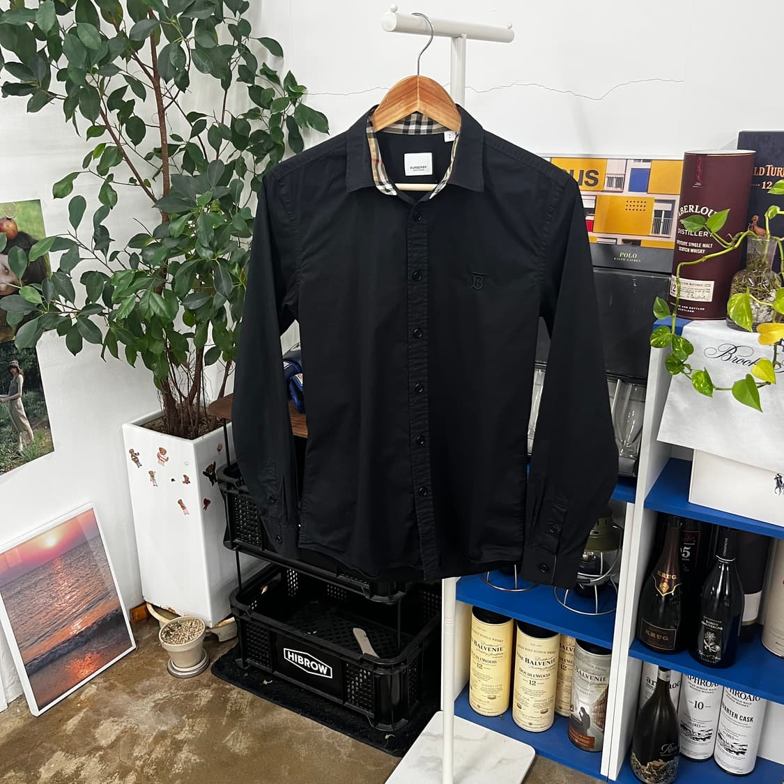 버버리 포플린 솔리드 셔츠 S 상품이미지1