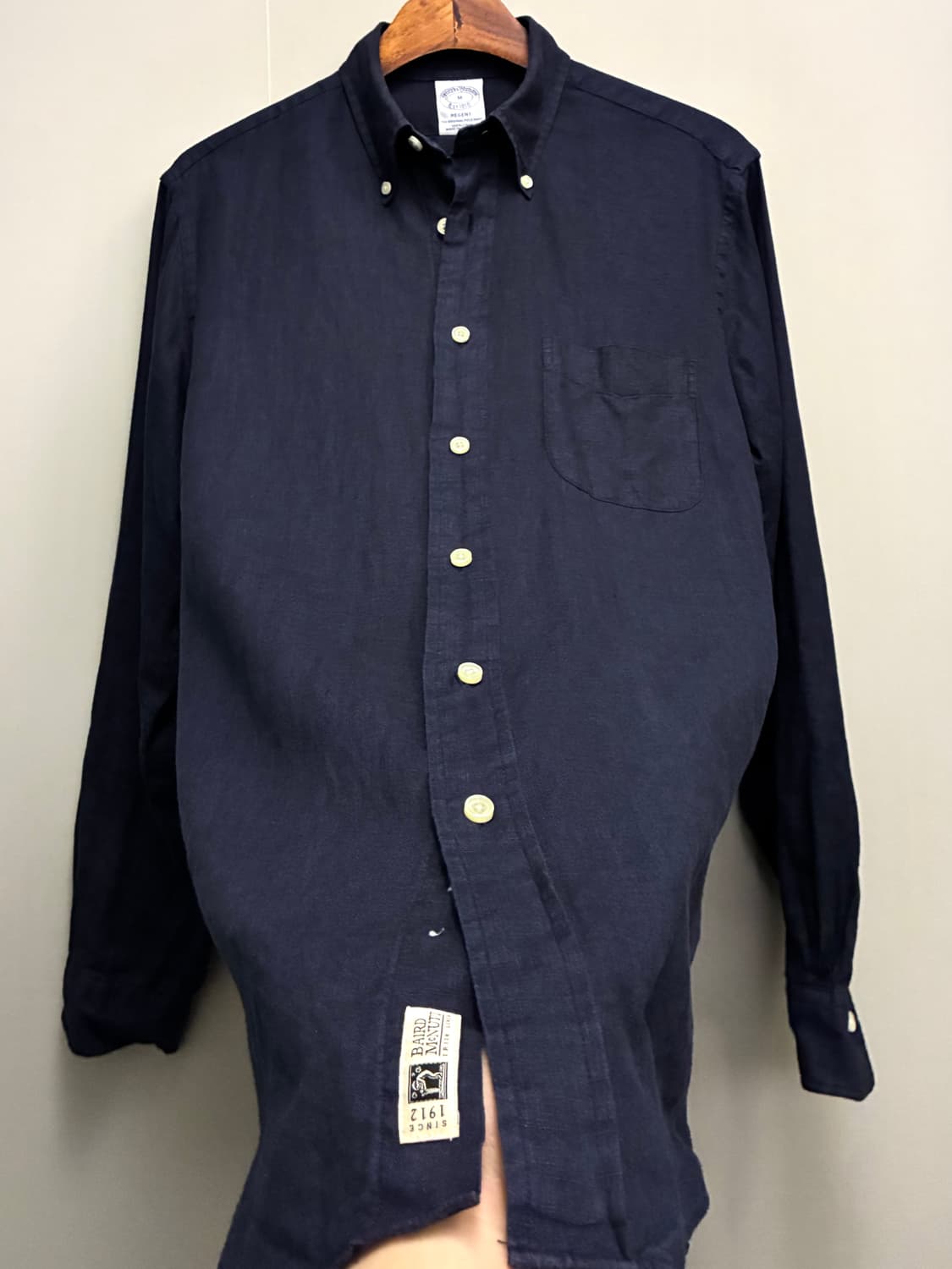 (M/100)브룩스브라더스 리젠트 네이비 버튼다운 포켓 리넨셔츠 상품이미지6