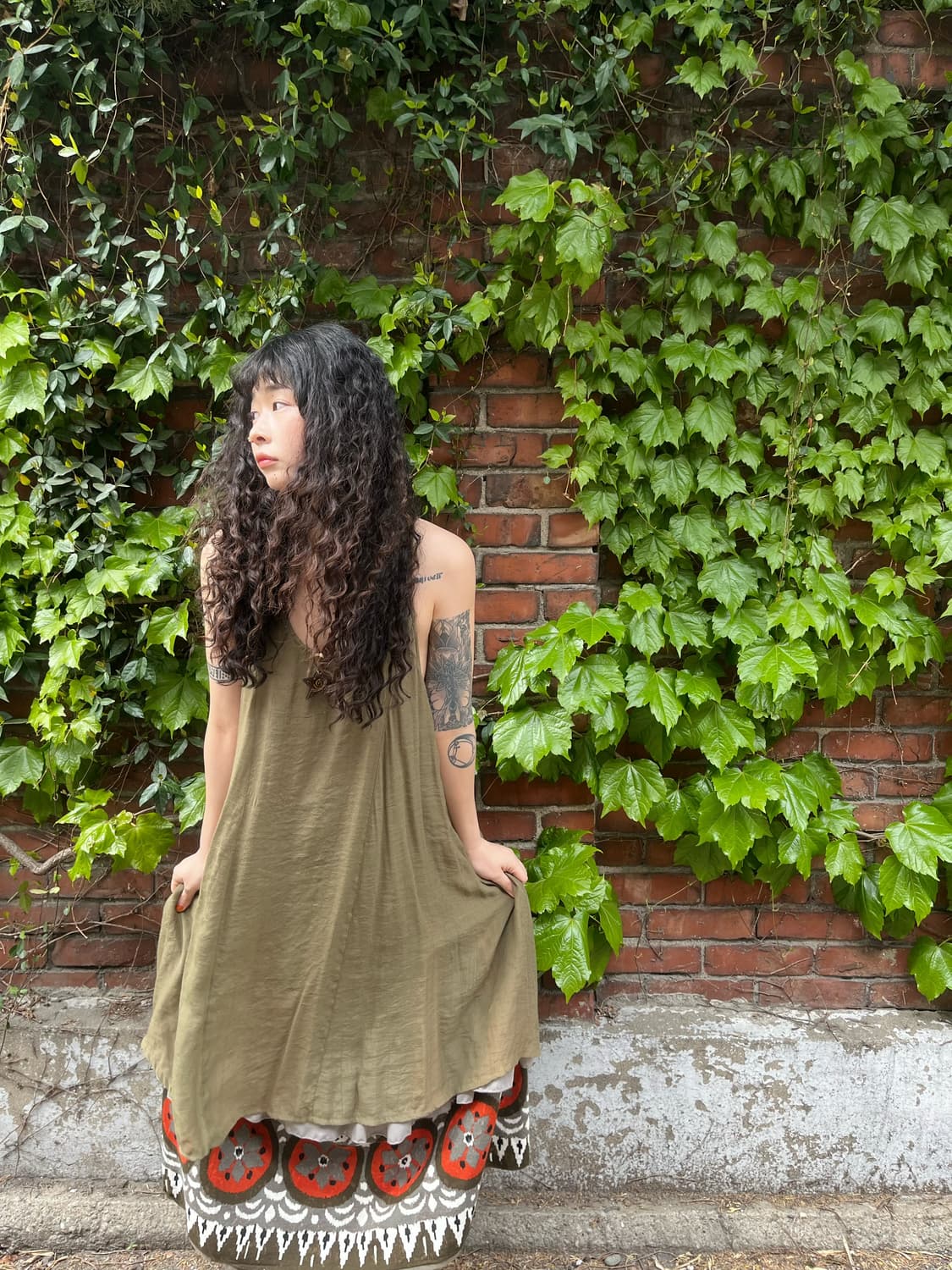 올리브 카키 미디 원피스 상품이미지1