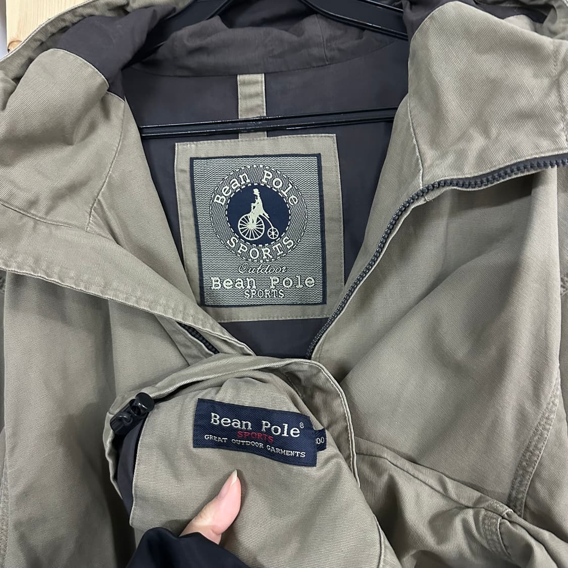 (XL) 빈폴 카키 바람막이 후드 집업 자켓 상품이미지5