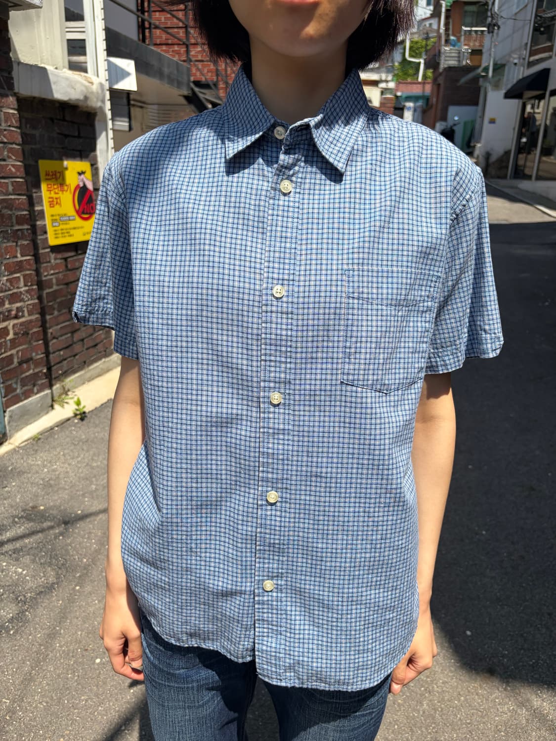 GAP 블루 체크 반팔 셔츠 XL 상품이미지2