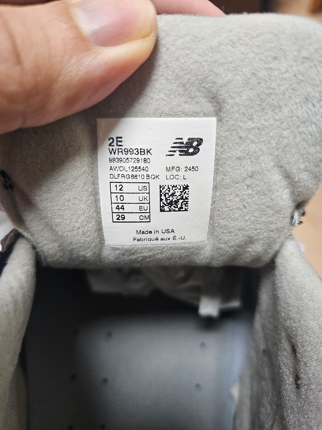 뉴발란스 993 우먼스 블랙 US12 (290mm) 2E 새제품 상품이미지3