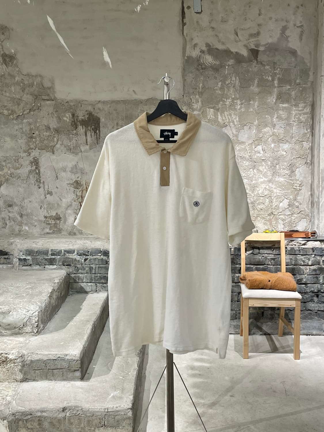 스투시 크림 싱글 포켓 타월 폴로 니트 상품이미지1