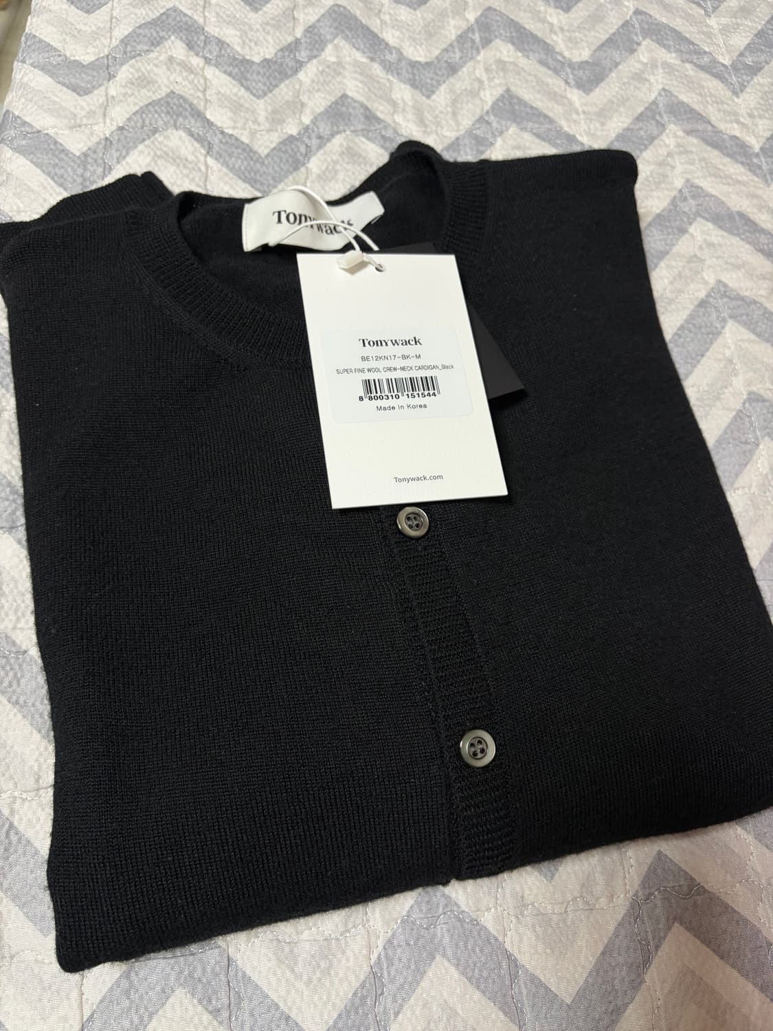(M)토니웩 슈퍼파인울 크루넥 가디건_블랙 상품이미지1
