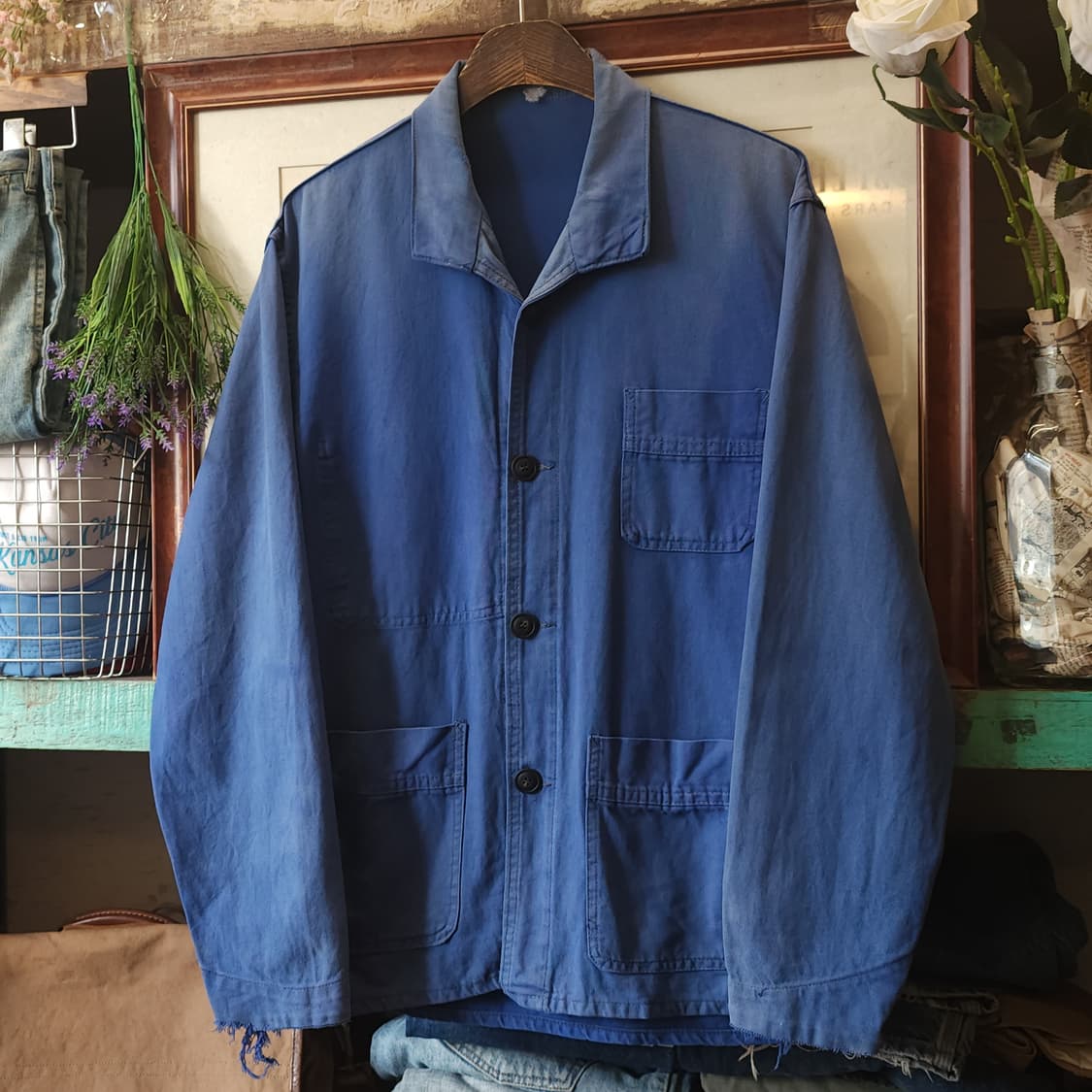 60s 프렌치 워크자켓 프렌치자켓 블루 페이딩 48 상품이미지2