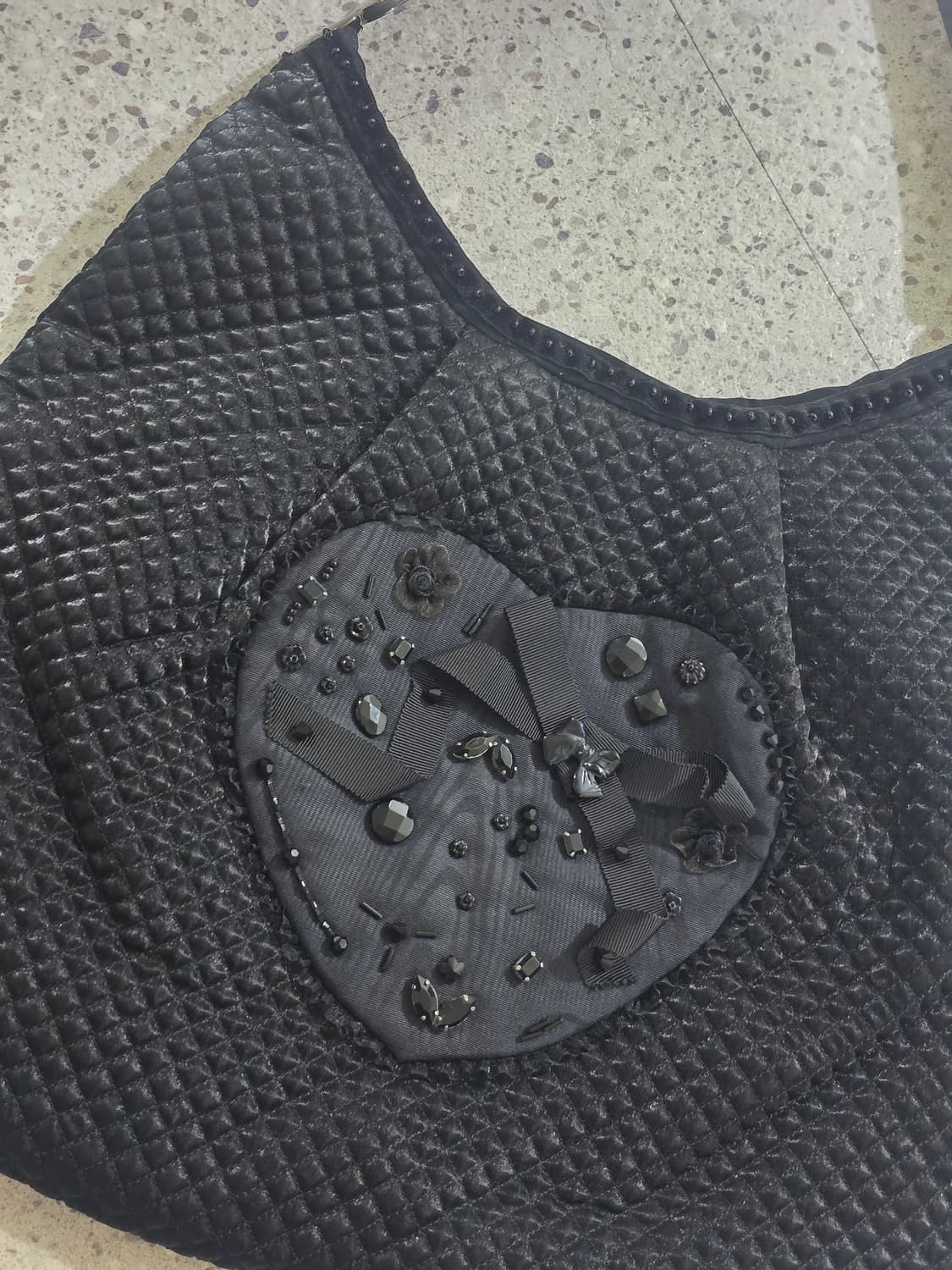 gothic Y2K 블랙 하트 장식 숄더백 상품이미지3