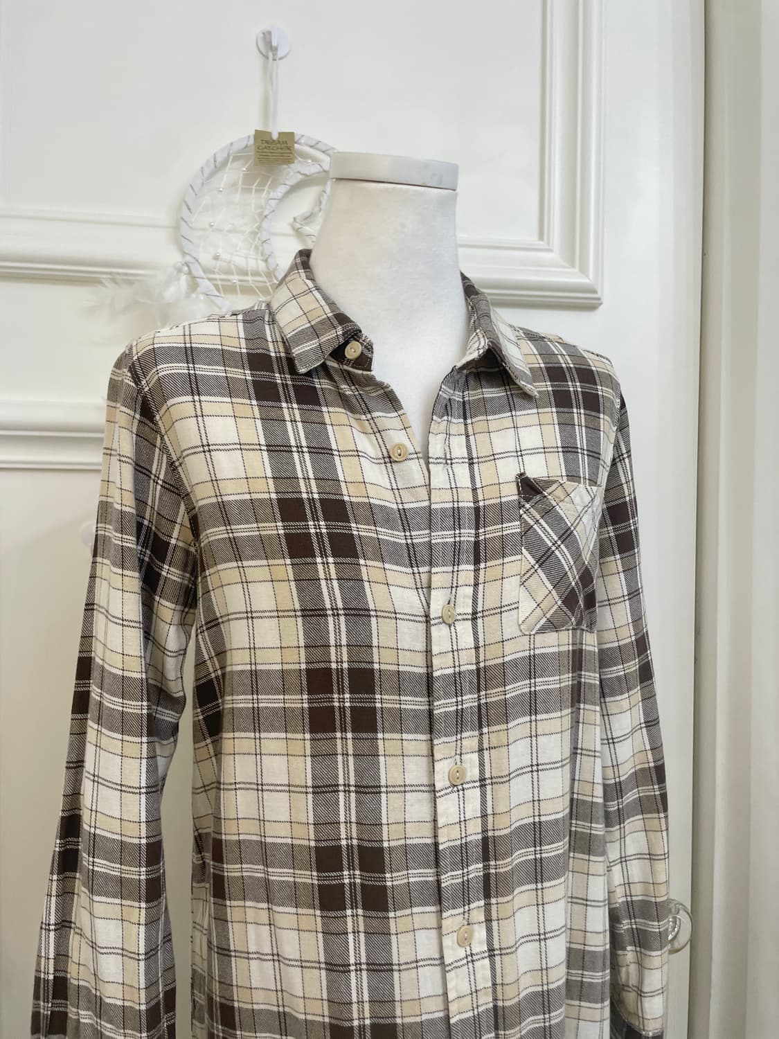 ivory brown check shirt opc(size-M) 상품이미지6