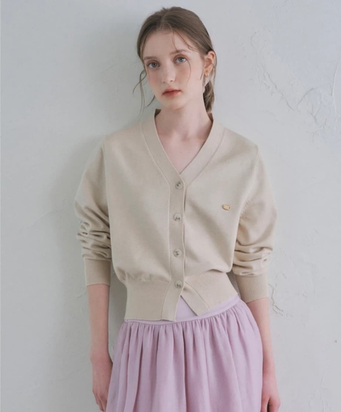 오로 브이넥 가디건 베이지 M 상품이미지1