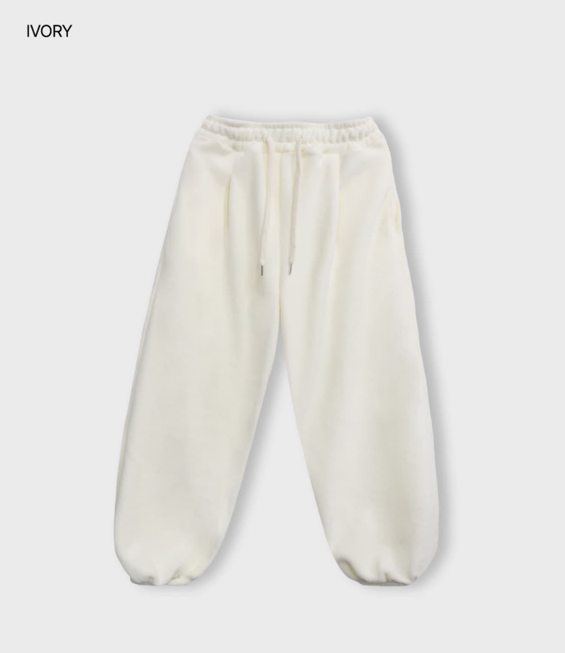 칙스 플리스 사이드 핀턱 벌룬 조거 팬츠 아이보리 상품이미지5