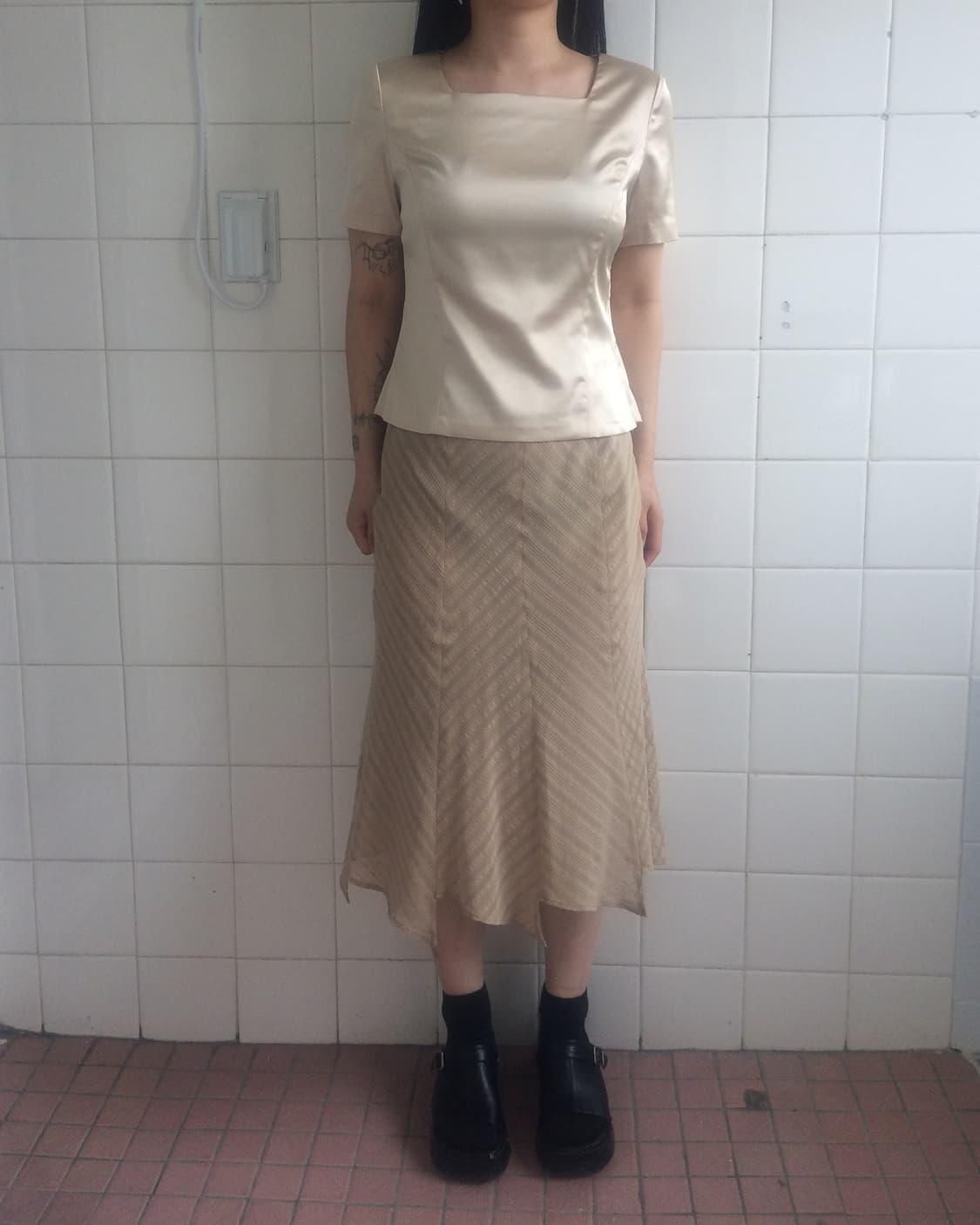 Pattern unbalanced skirt 상품이미지3