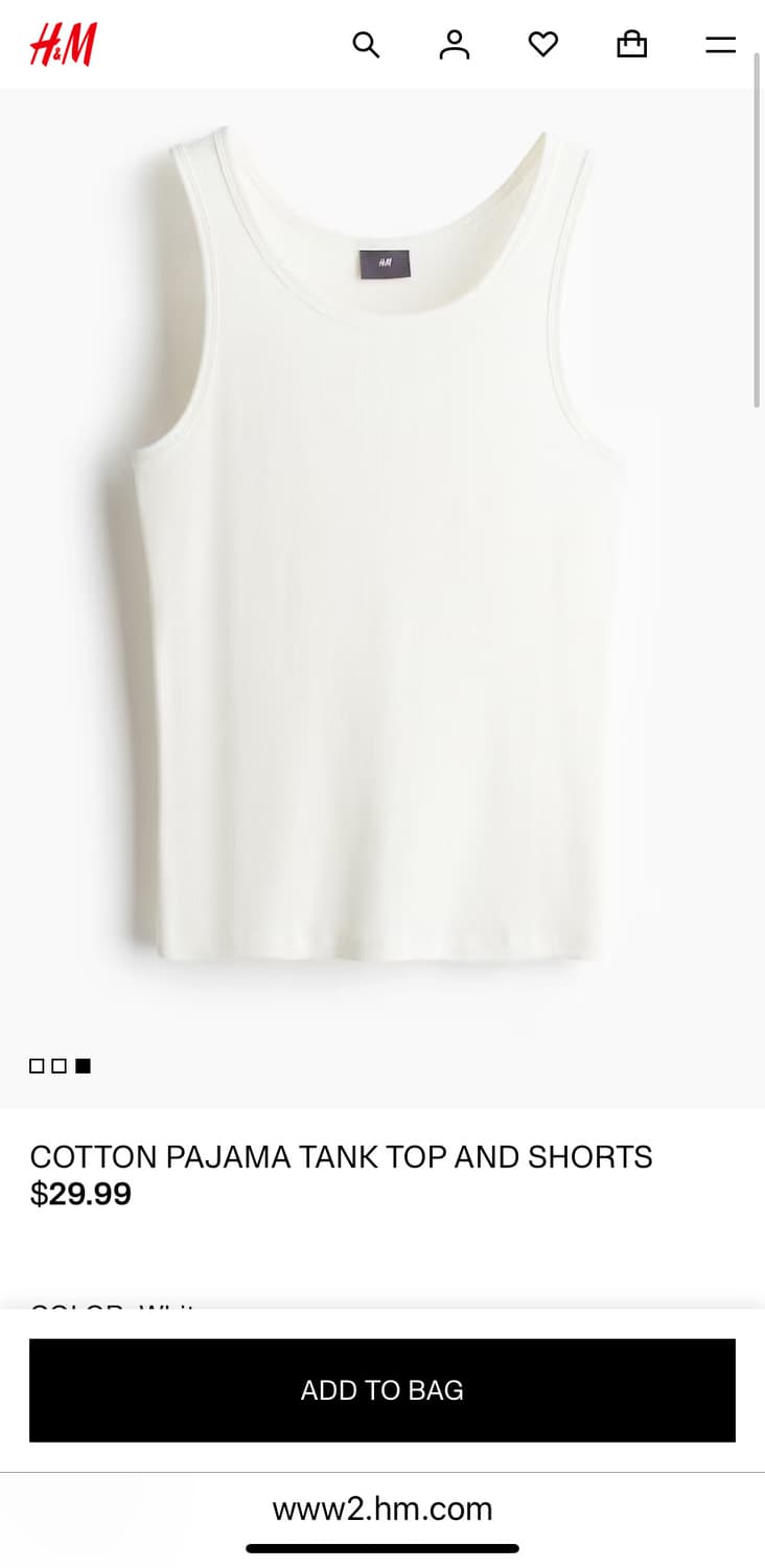 H&M 코튼 파자마 탱크탑 & 쇼츠 XS 상품이미지3